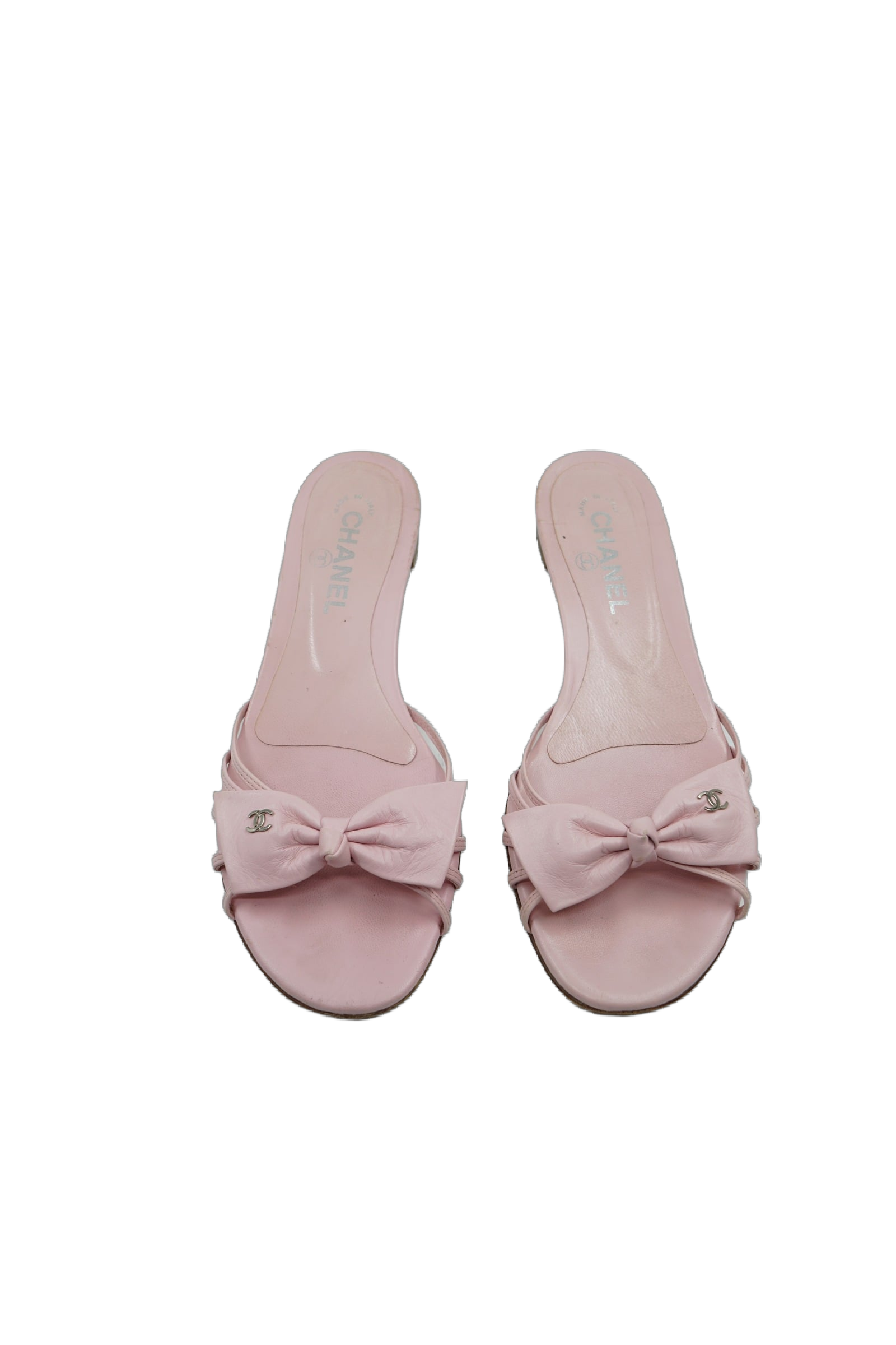 Chanel Bow Logo Flats Pink