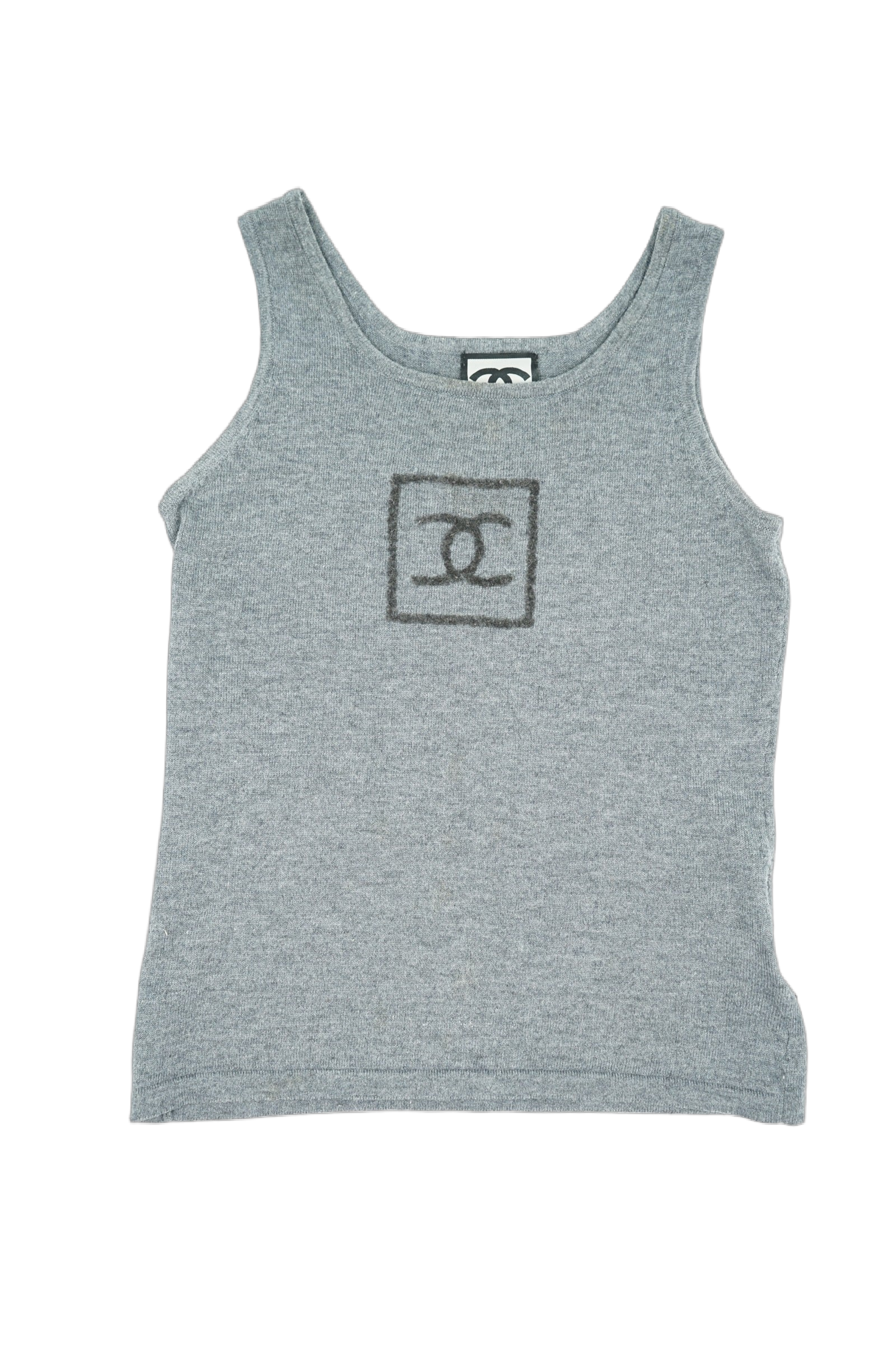 Chanel 2009 Logo Grey Wool Tank Top