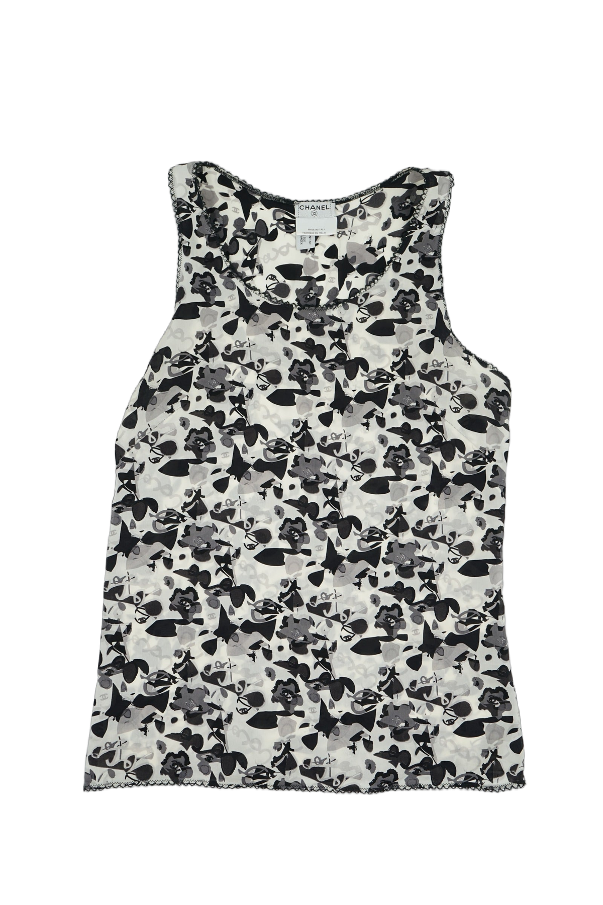 Chanel SS 2005 Logo Printed Silk Top