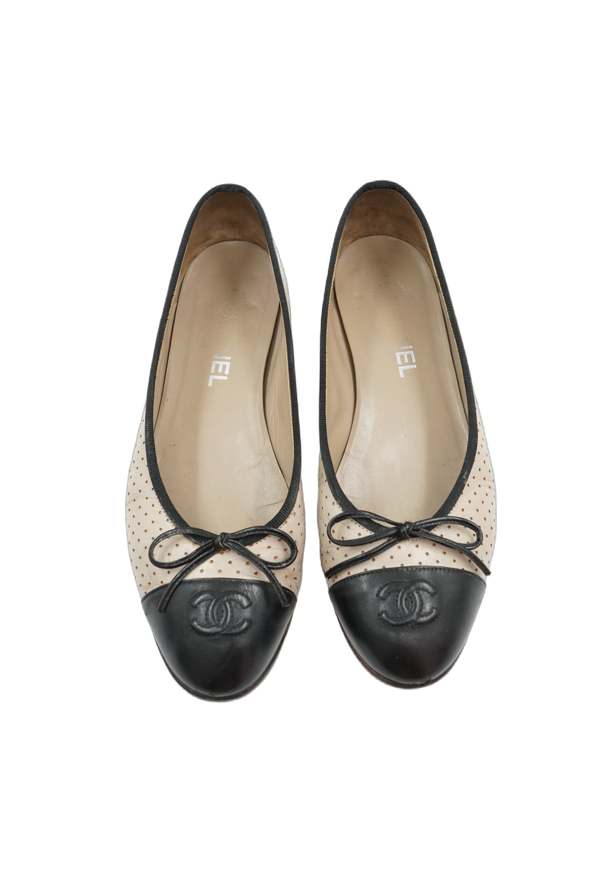 Chanel Perforated Cap Logo Ballet Flats