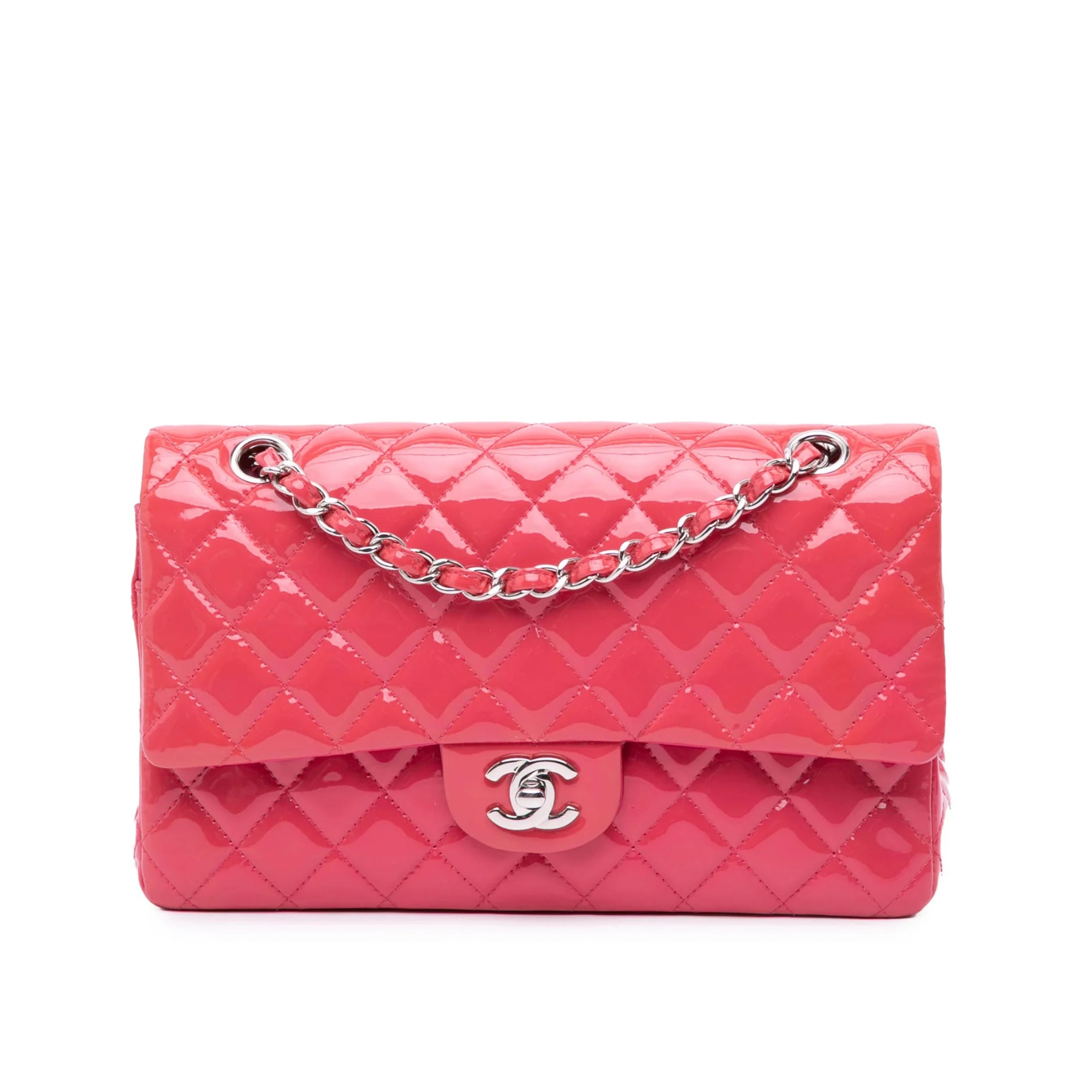 Chanel Medium Double Flap Patent Pink