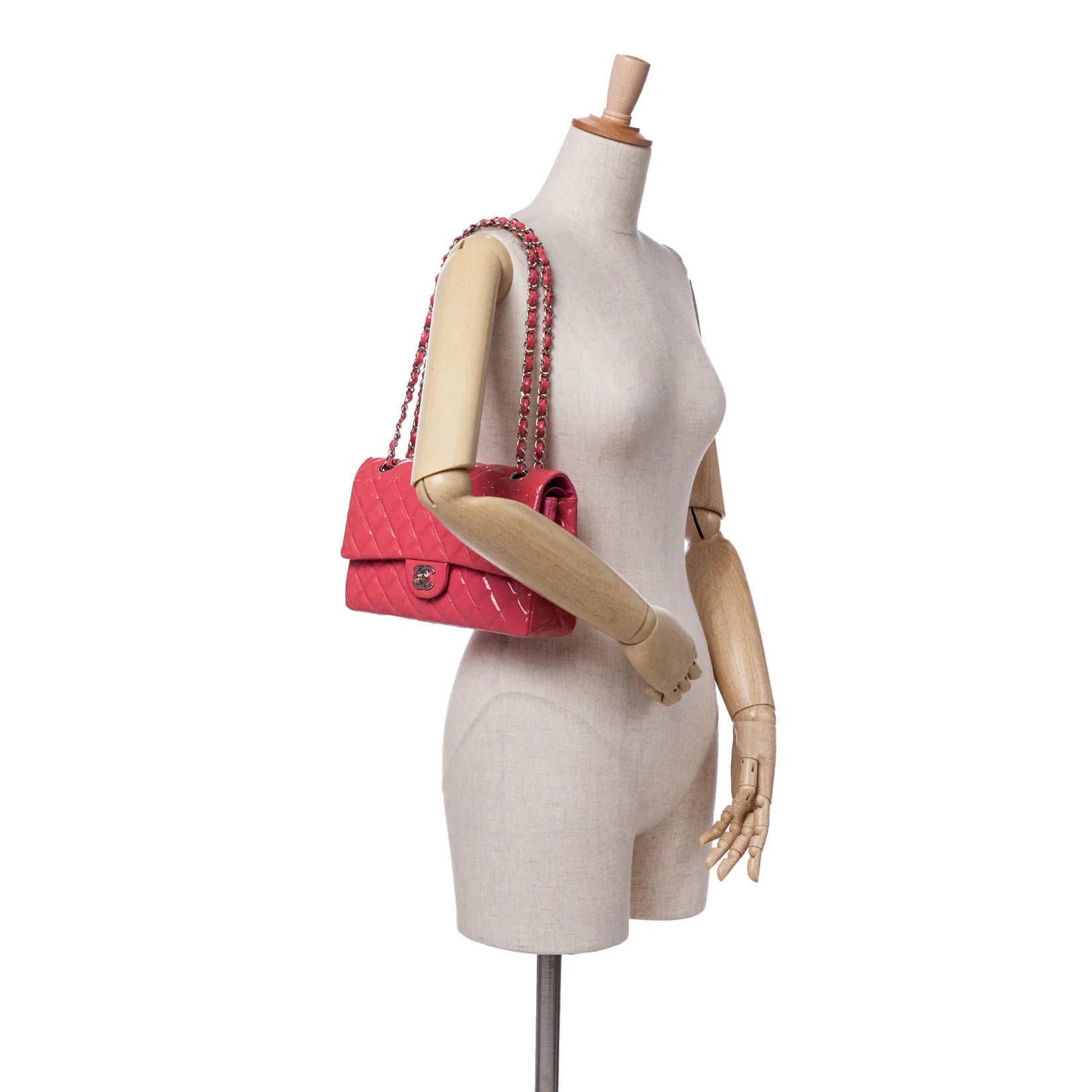 Chanel Medium Double Flap Patent Pink