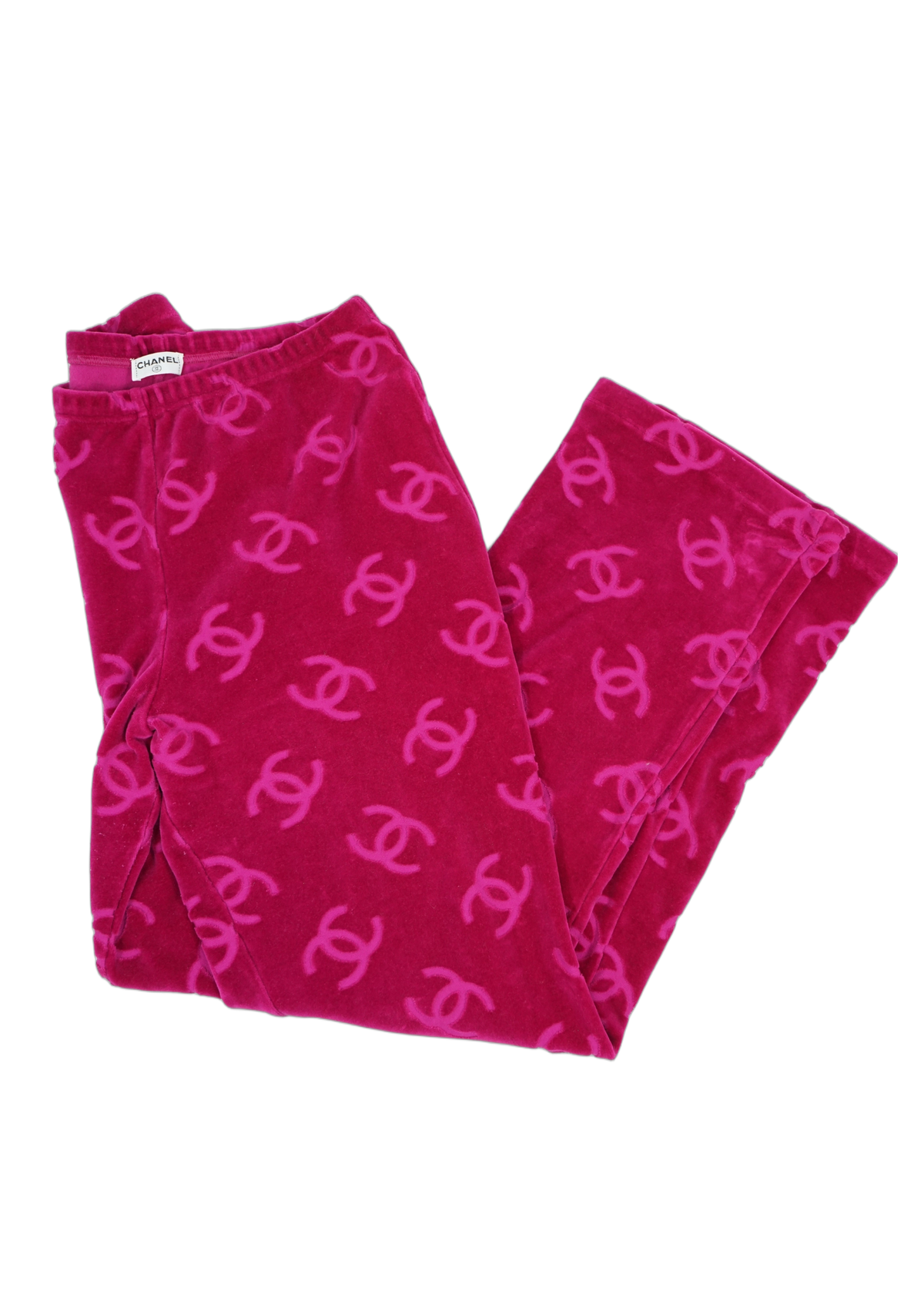 Chanel SS 1996 Pink CC Logo Velvet Bottoms