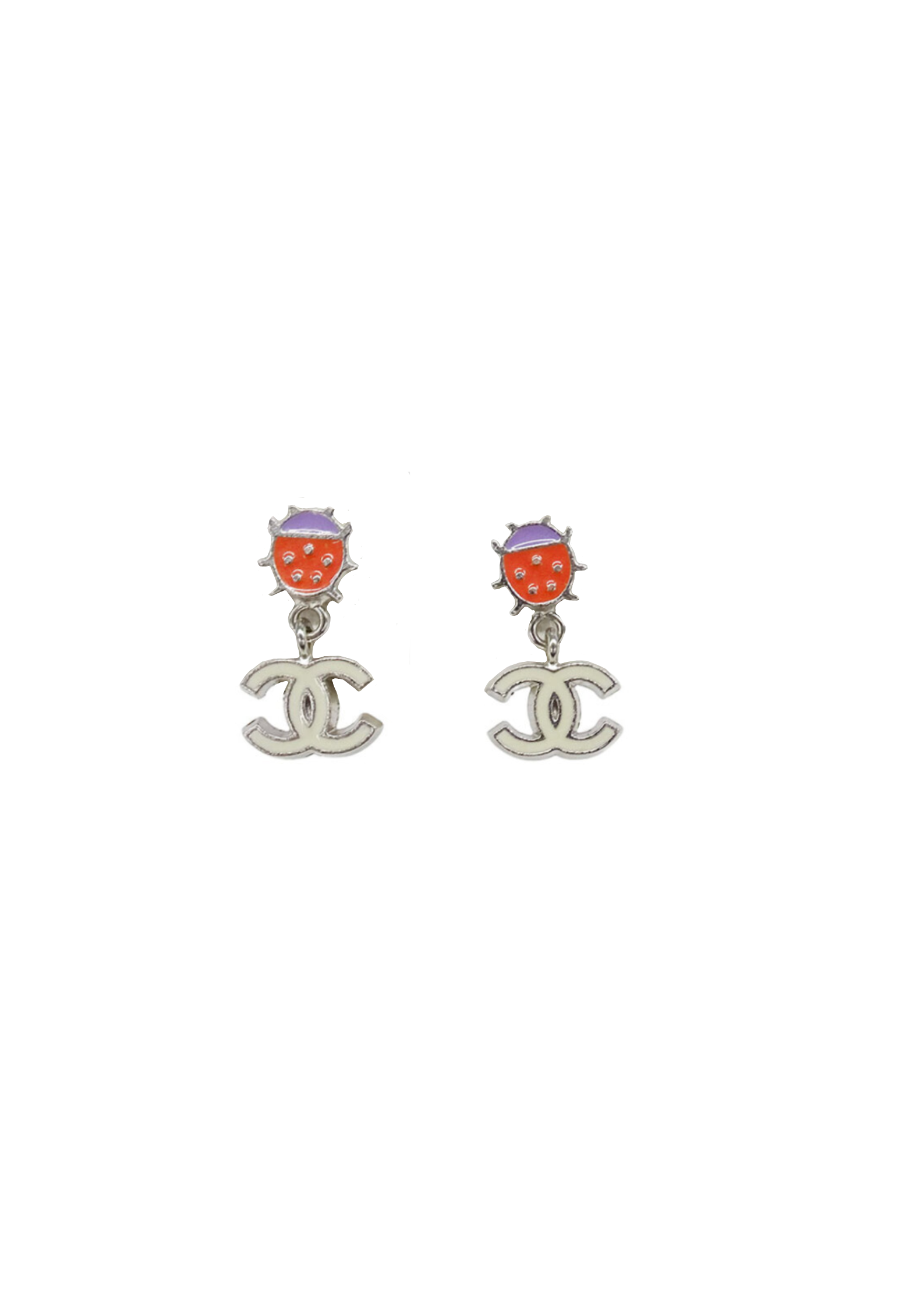 Chanel Enamel Lady Bug Studs Earrings