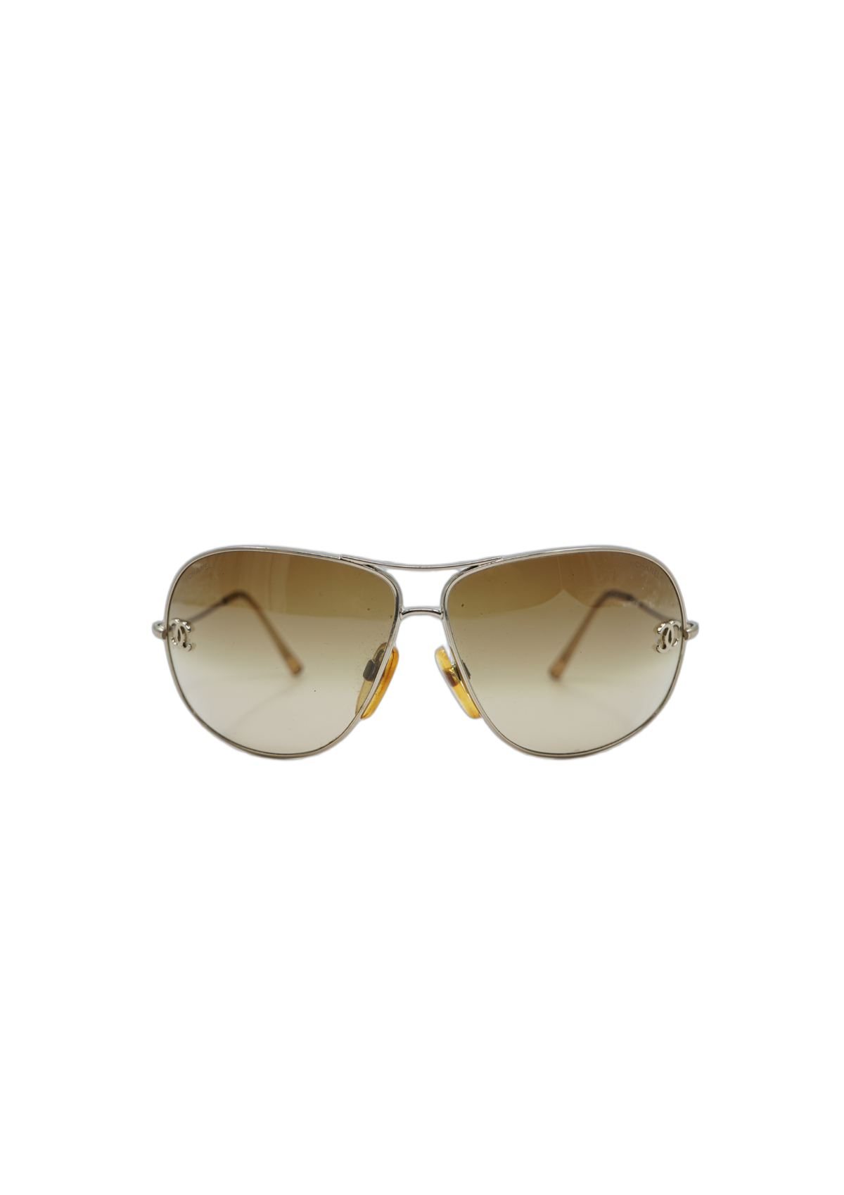 Chanel Gold Pilot Logo Sunglasses