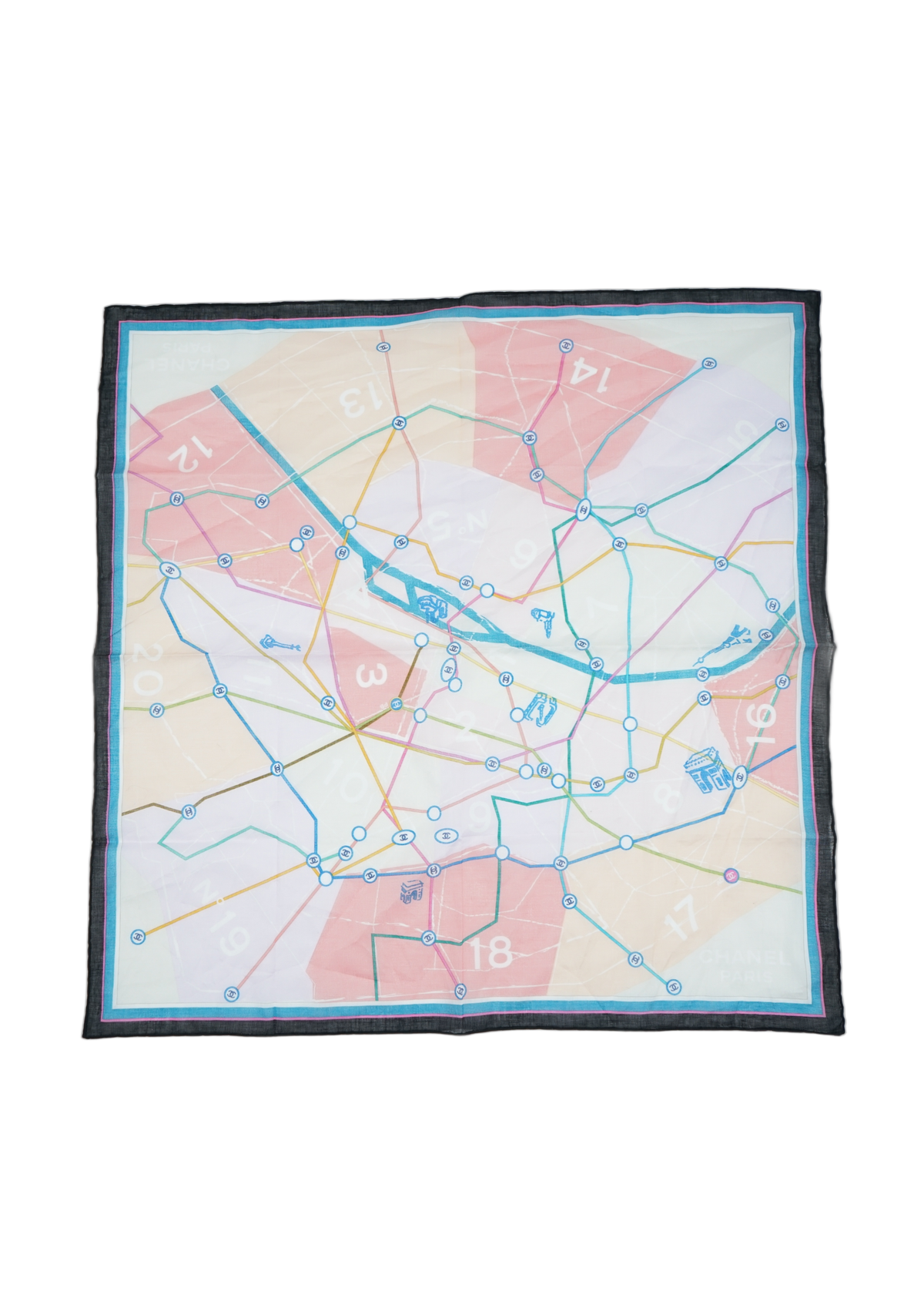 Chanel CC Logo Paris Map Scarf