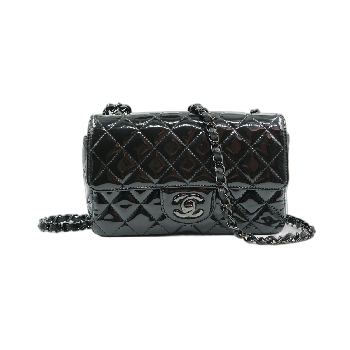 Chanel So Black Patent Mini Rectangular Flap Bag