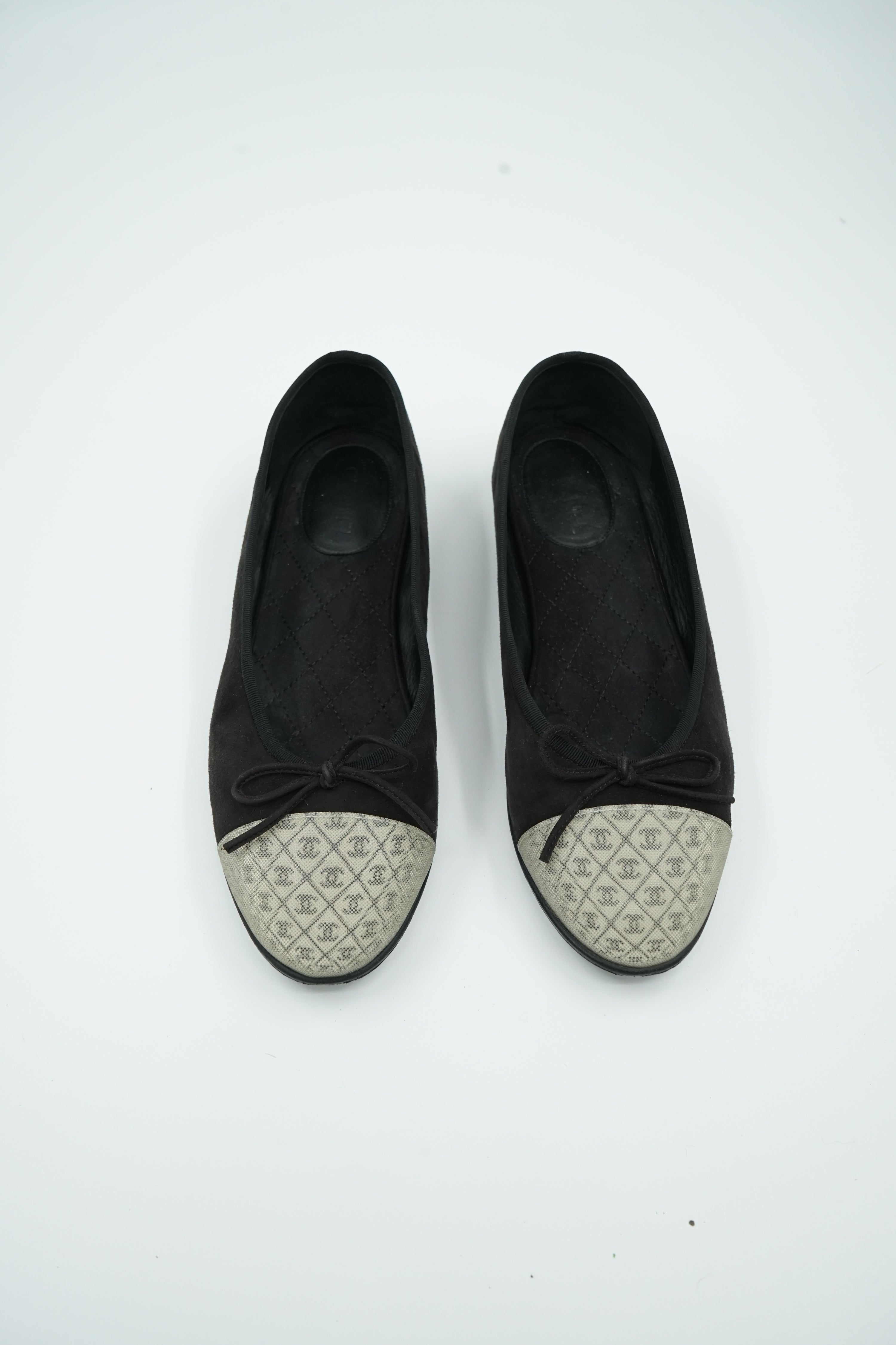 Chanel Suede Hologram Cap Toe Ballet Flats