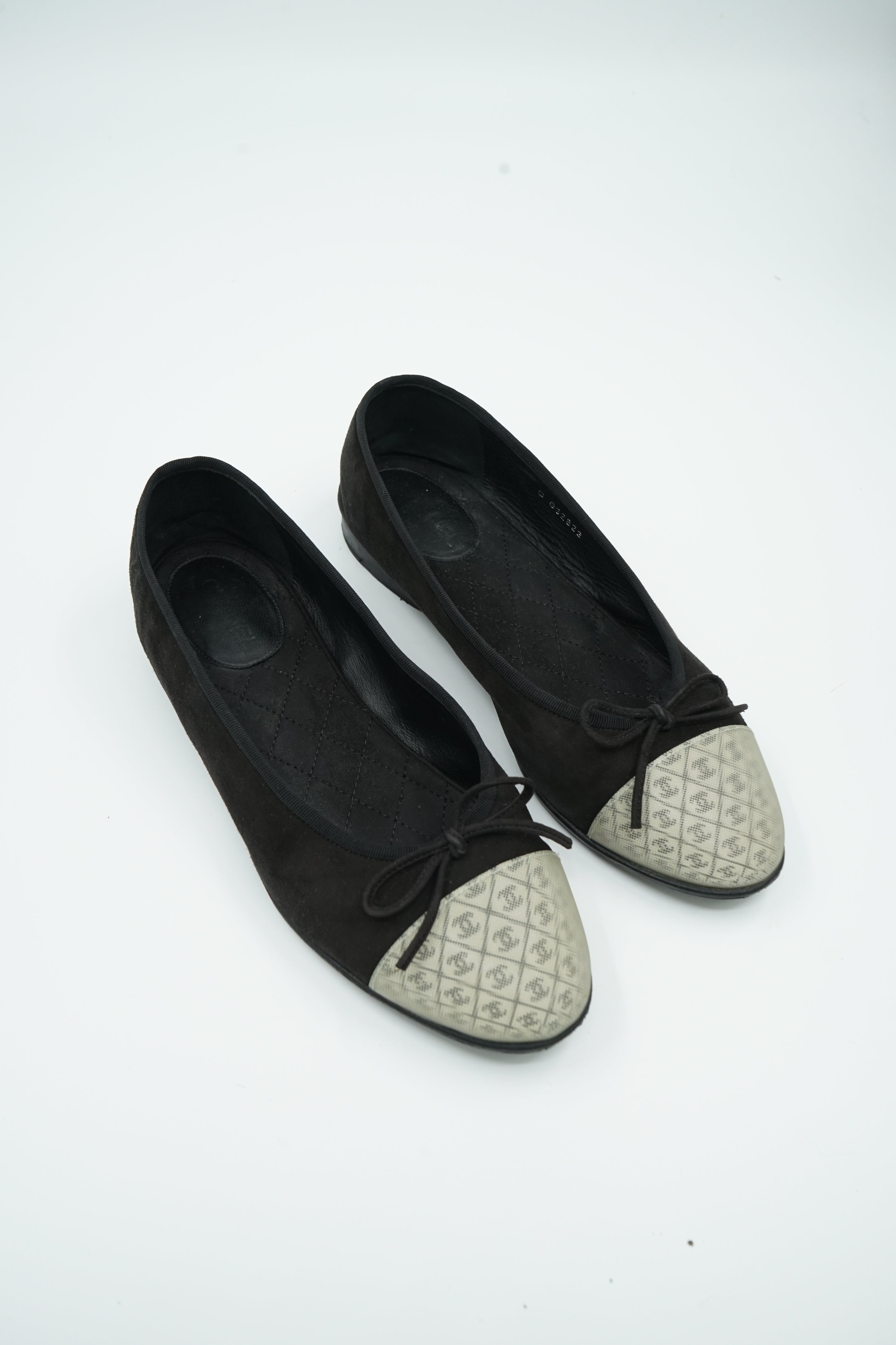 Chanel Suede Hologram Cap Toe Ballet Flats