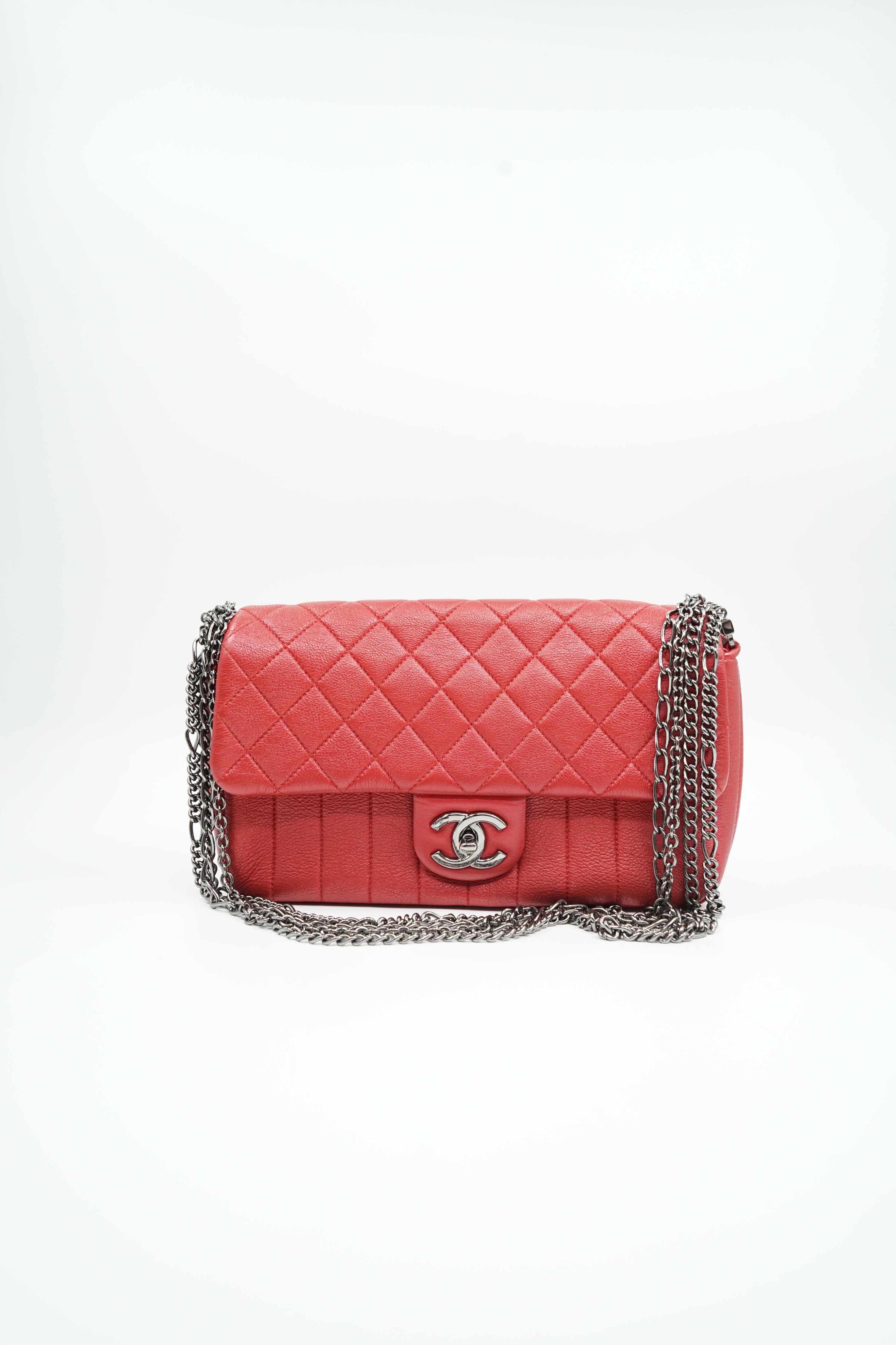 Chanel Quilted Caviar Leather Multi Chain Flap Bag