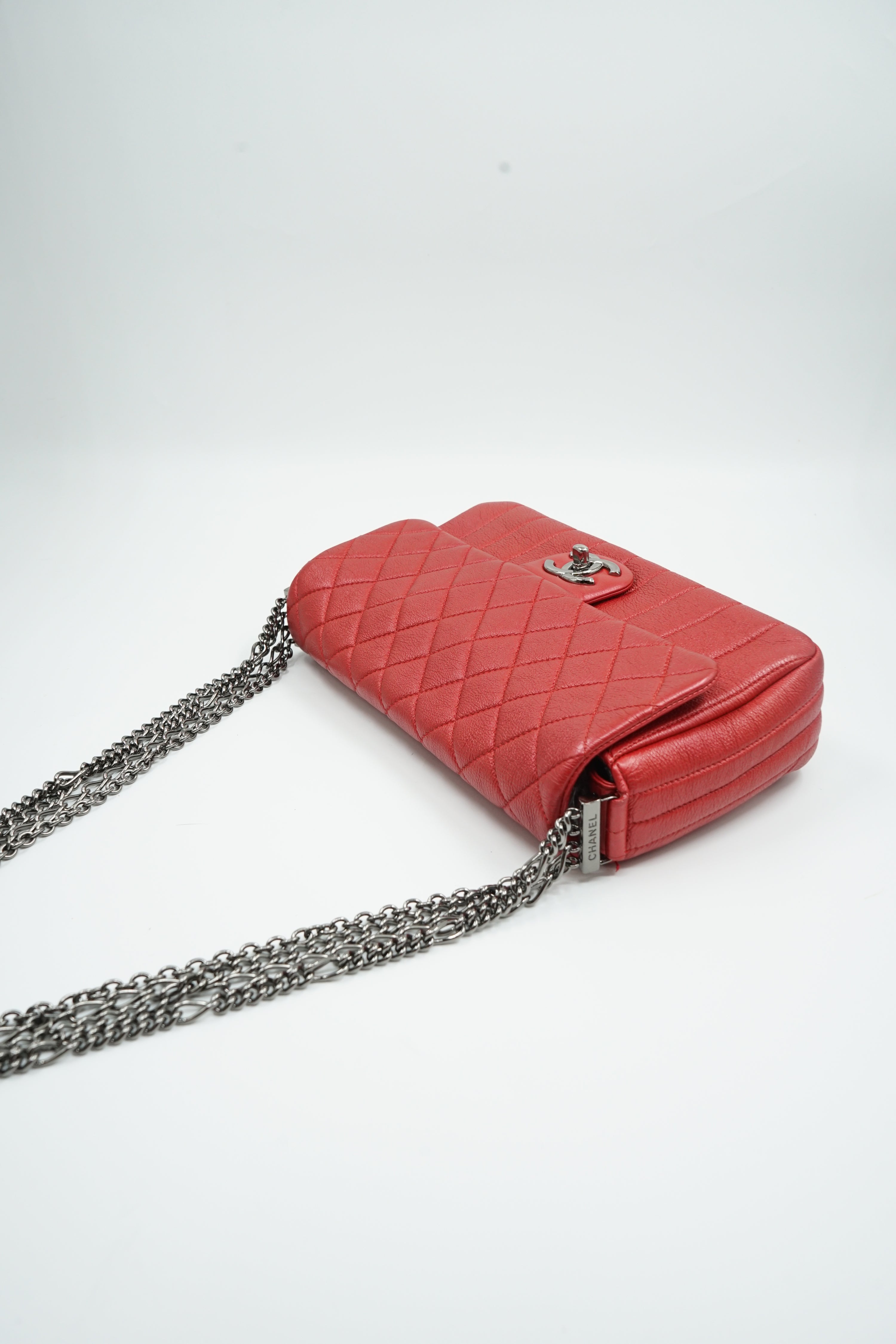 Chanel Quilted Caviar Leather Multi Chain Flap Bag