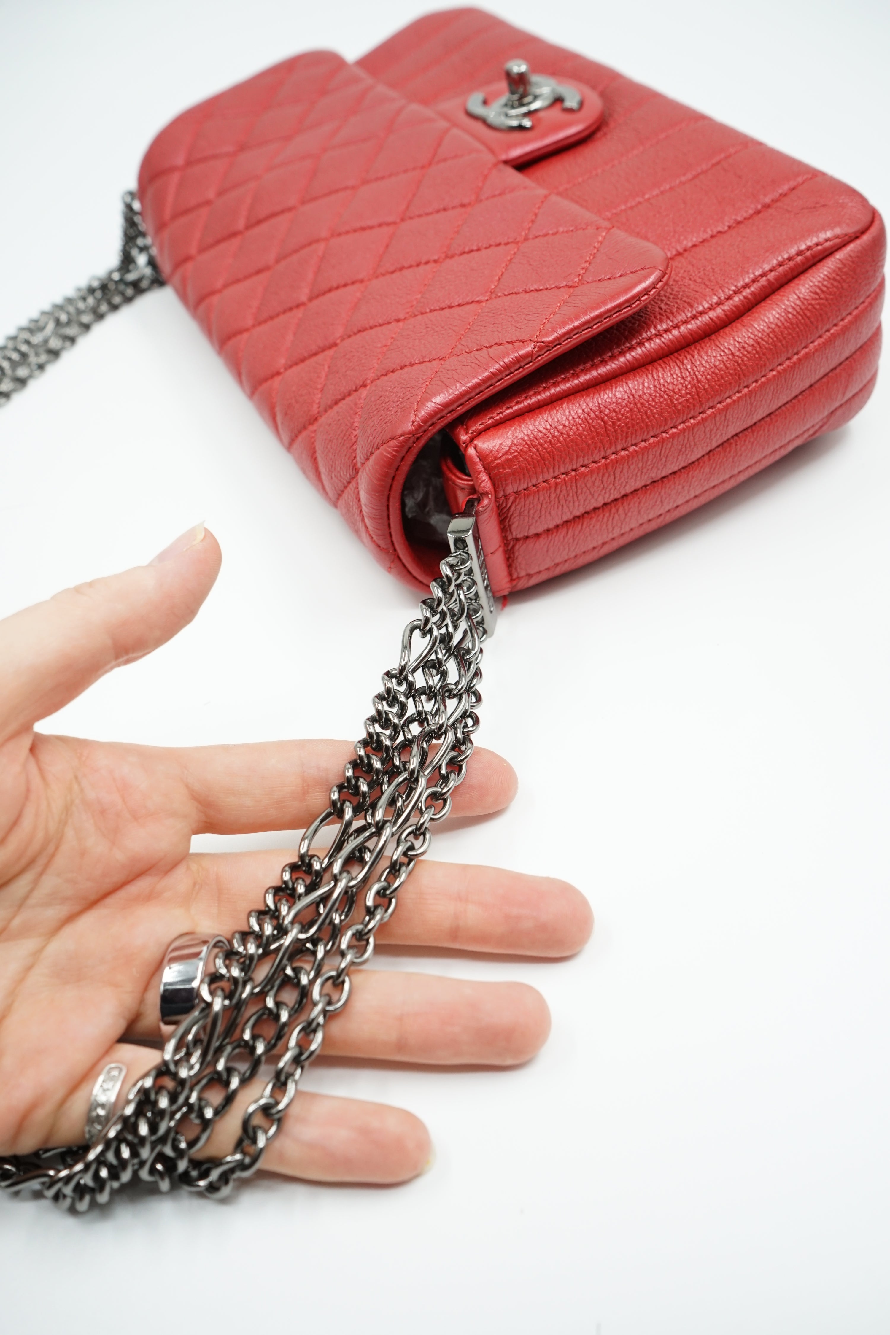 Chanel Quilted Caviar Leather Multi Chain Flap Bag