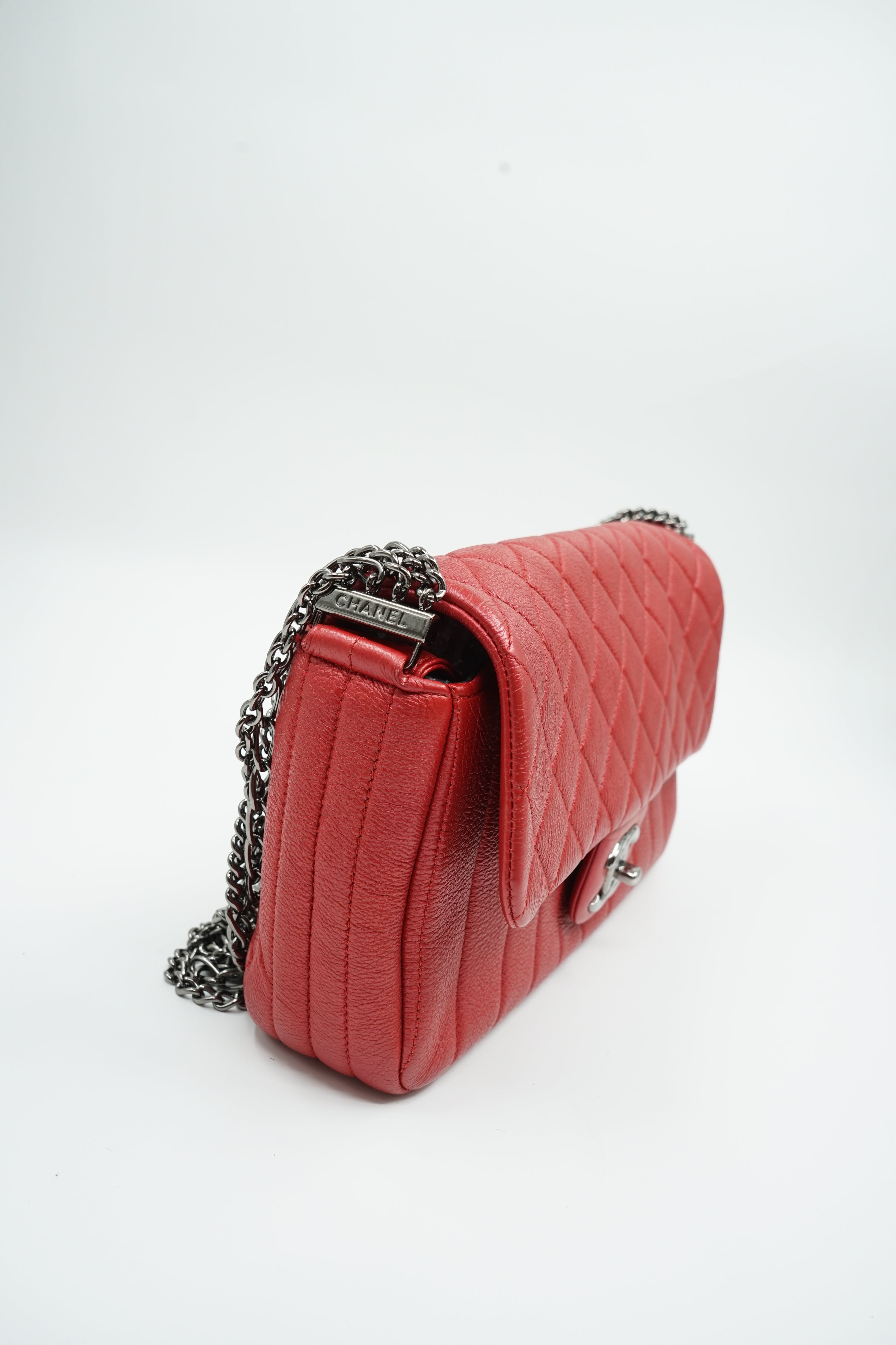 Chanel Quilted Caviar Leather Multi Chain Flap Bag