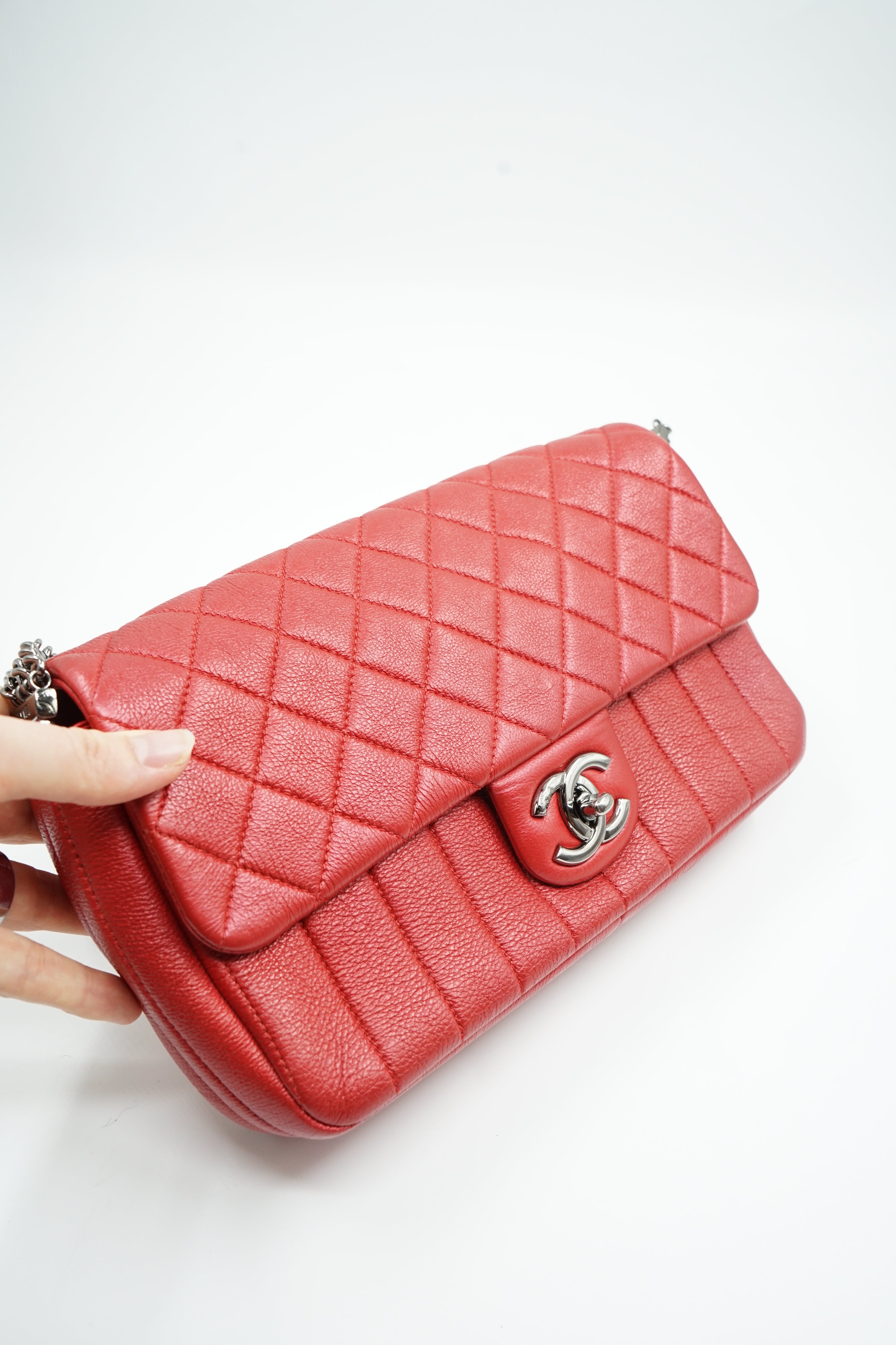 Chanel Quilted Caviar Leather Multi Chain Flap Bag
