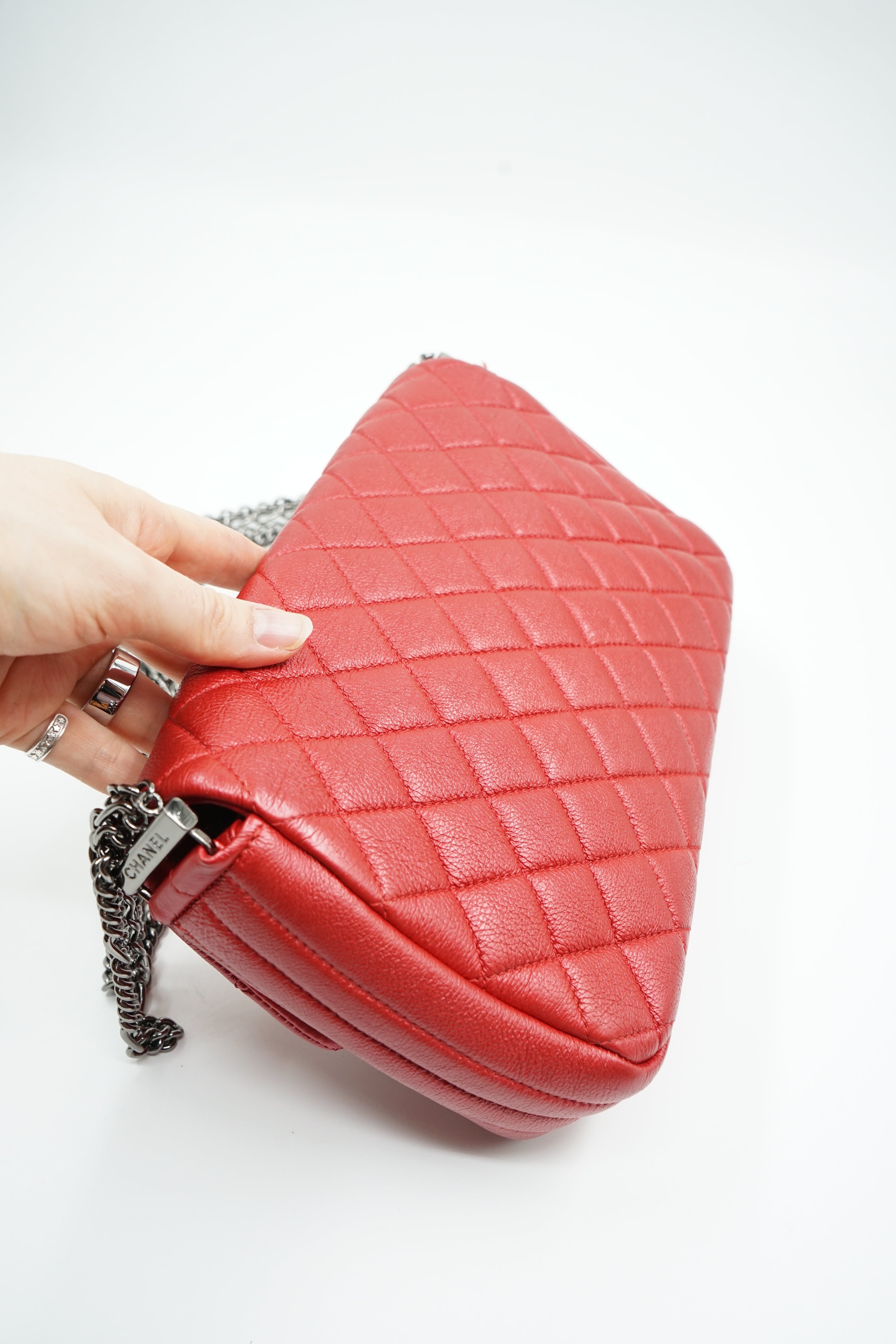 Chanel Quilted Caviar Leather Multi Chain Flap Bag