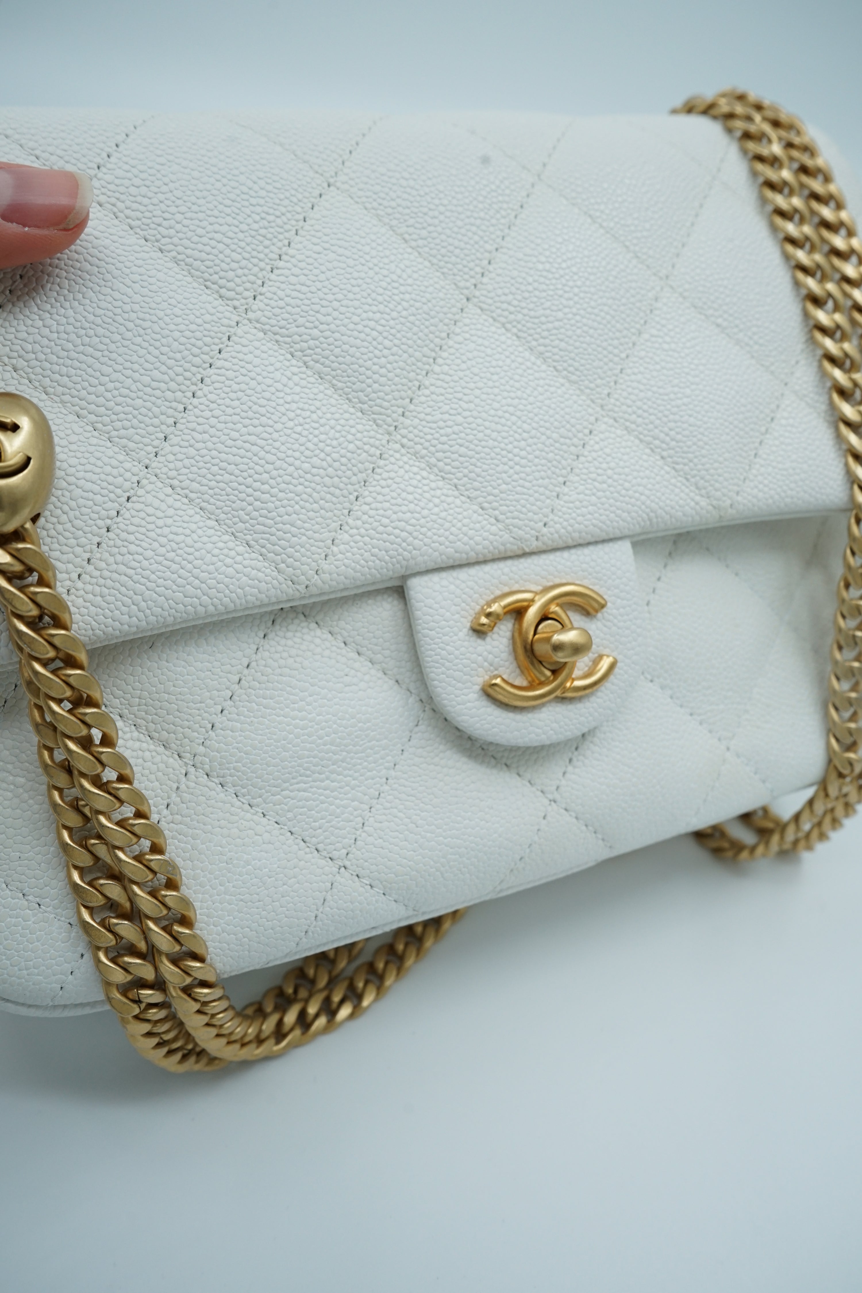 Chanel Small Caviar Sweetheart Crush Flap Bag White