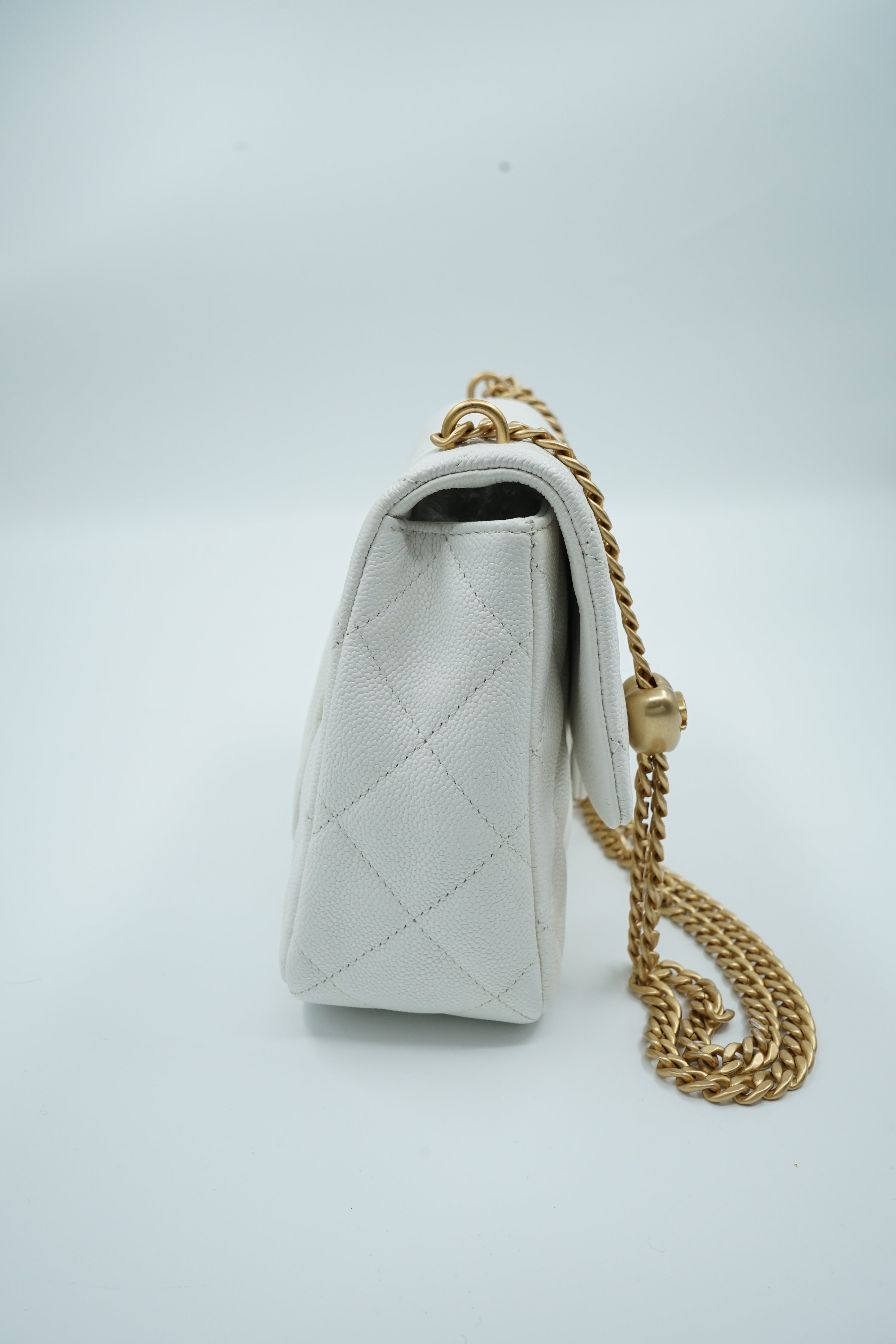 Chanel Small Caviar Sweetheart Crush Flap Bag White