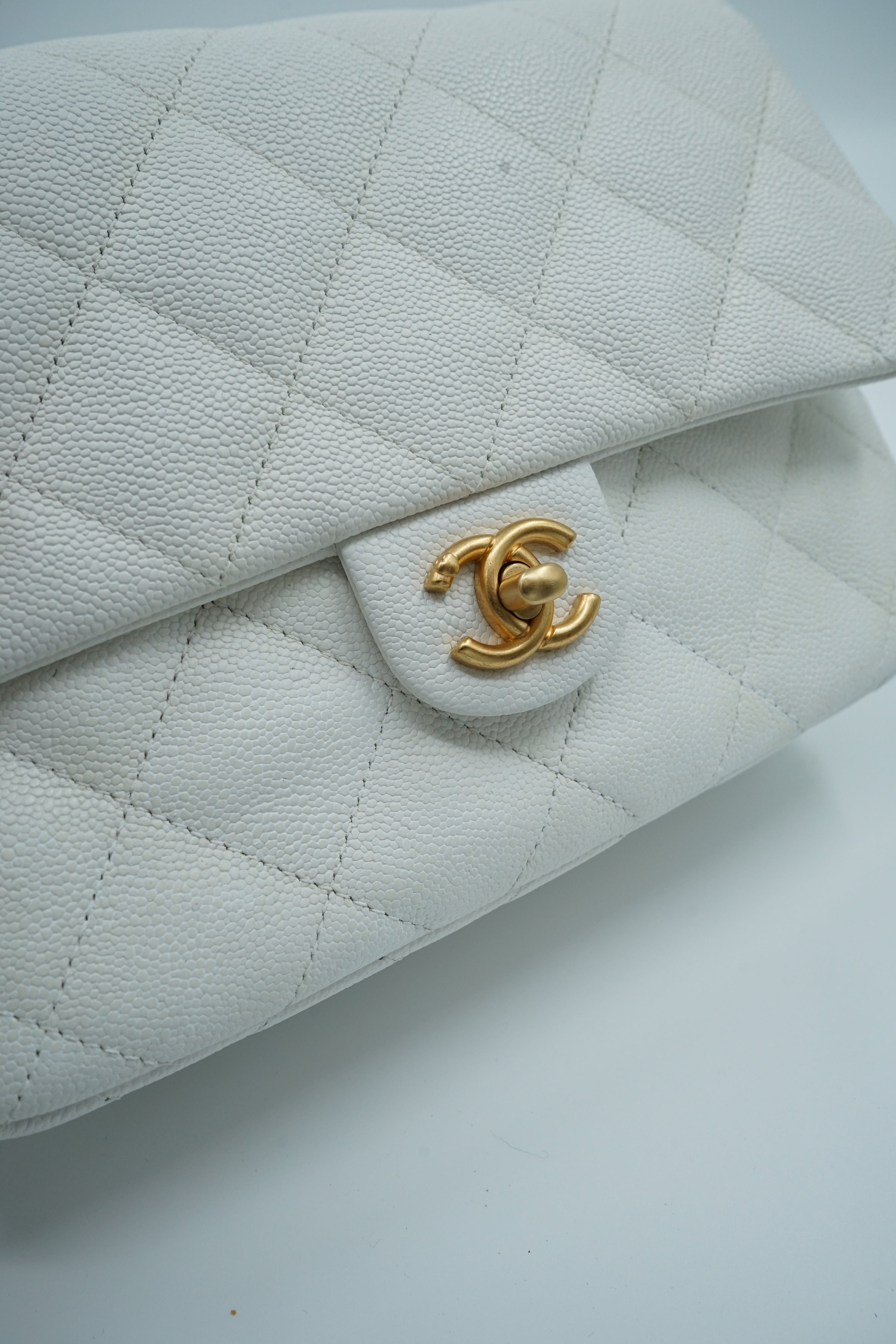 Chanel Small Caviar Sweetheart Crush Flap Bag White