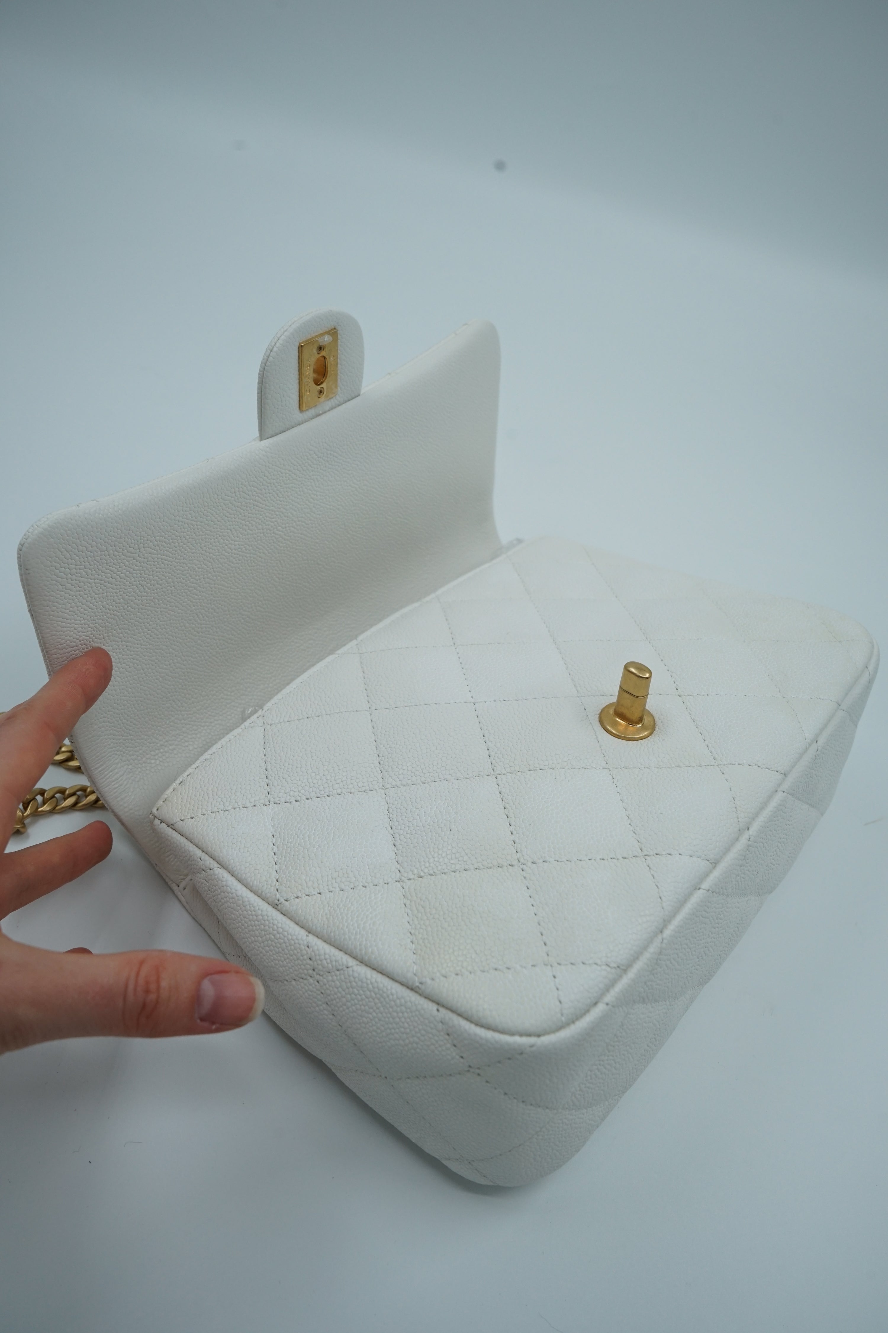 Chanel Small Caviar Sweetheart Crush Flap Bag White