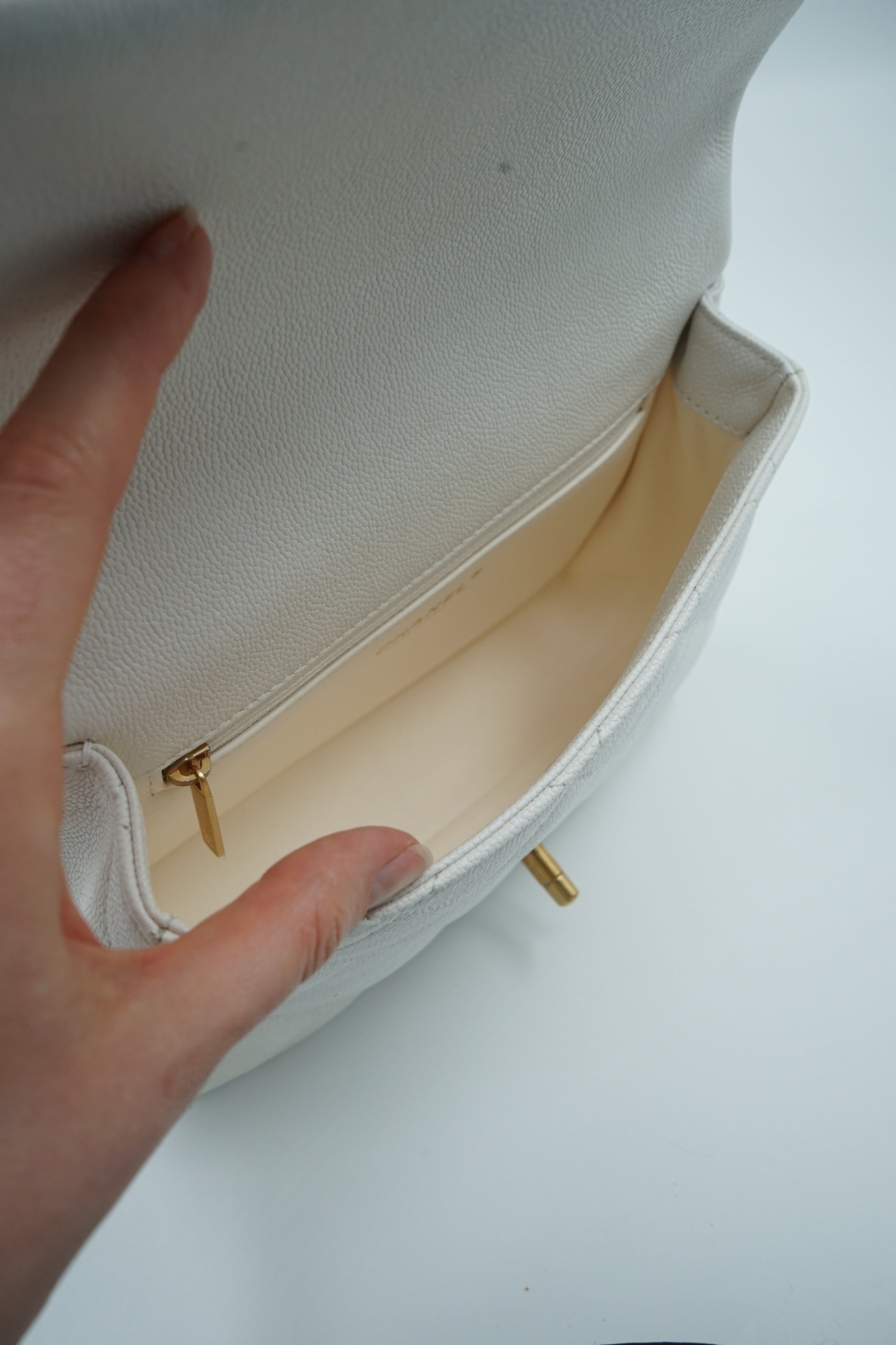 Chanel Small Caviar Sweetheart Crush Flap Bag White