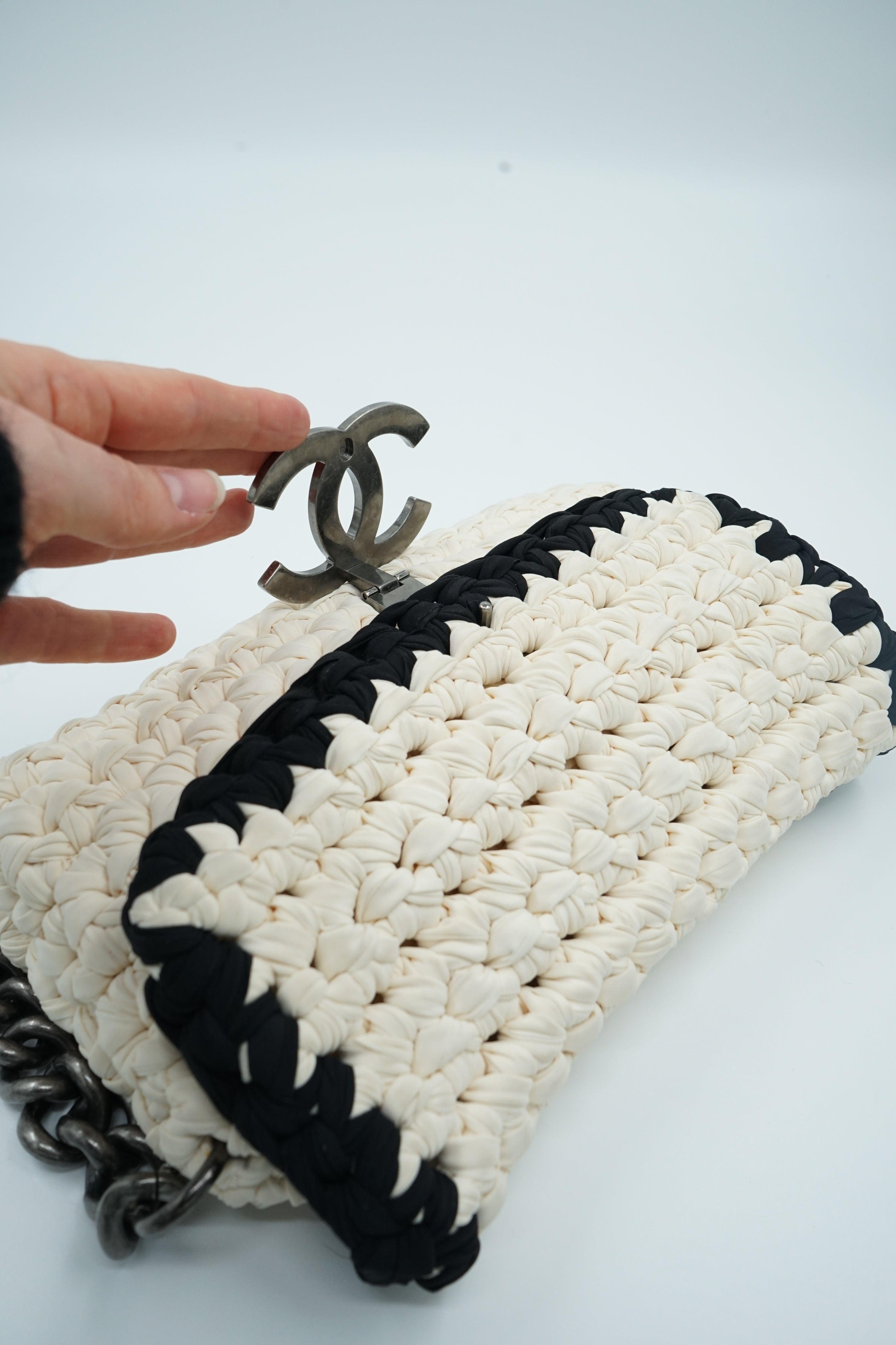Chanel Fancy Crochet Flap Bag