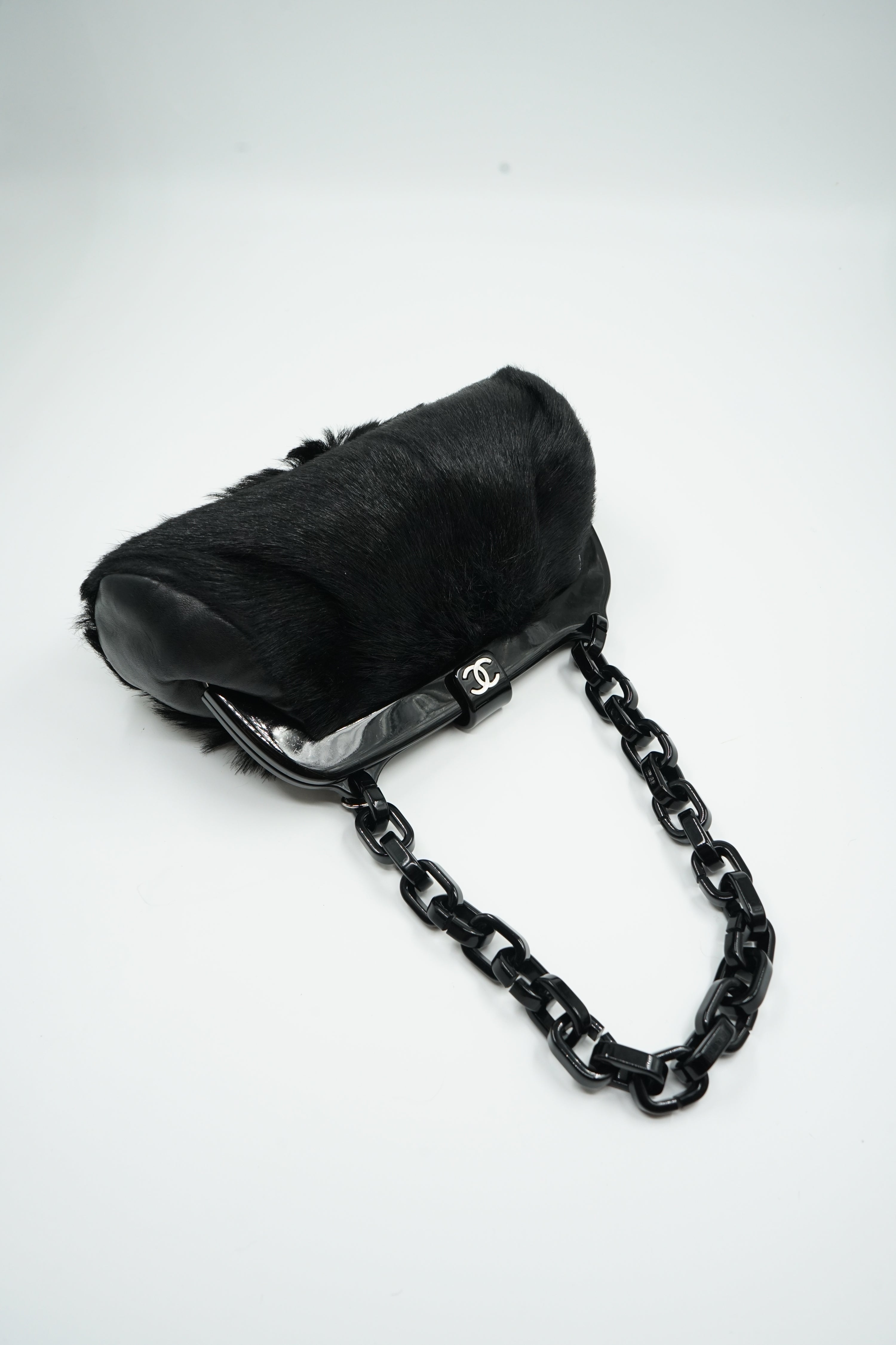 Chanel Resin Chain Frame Fur Bag