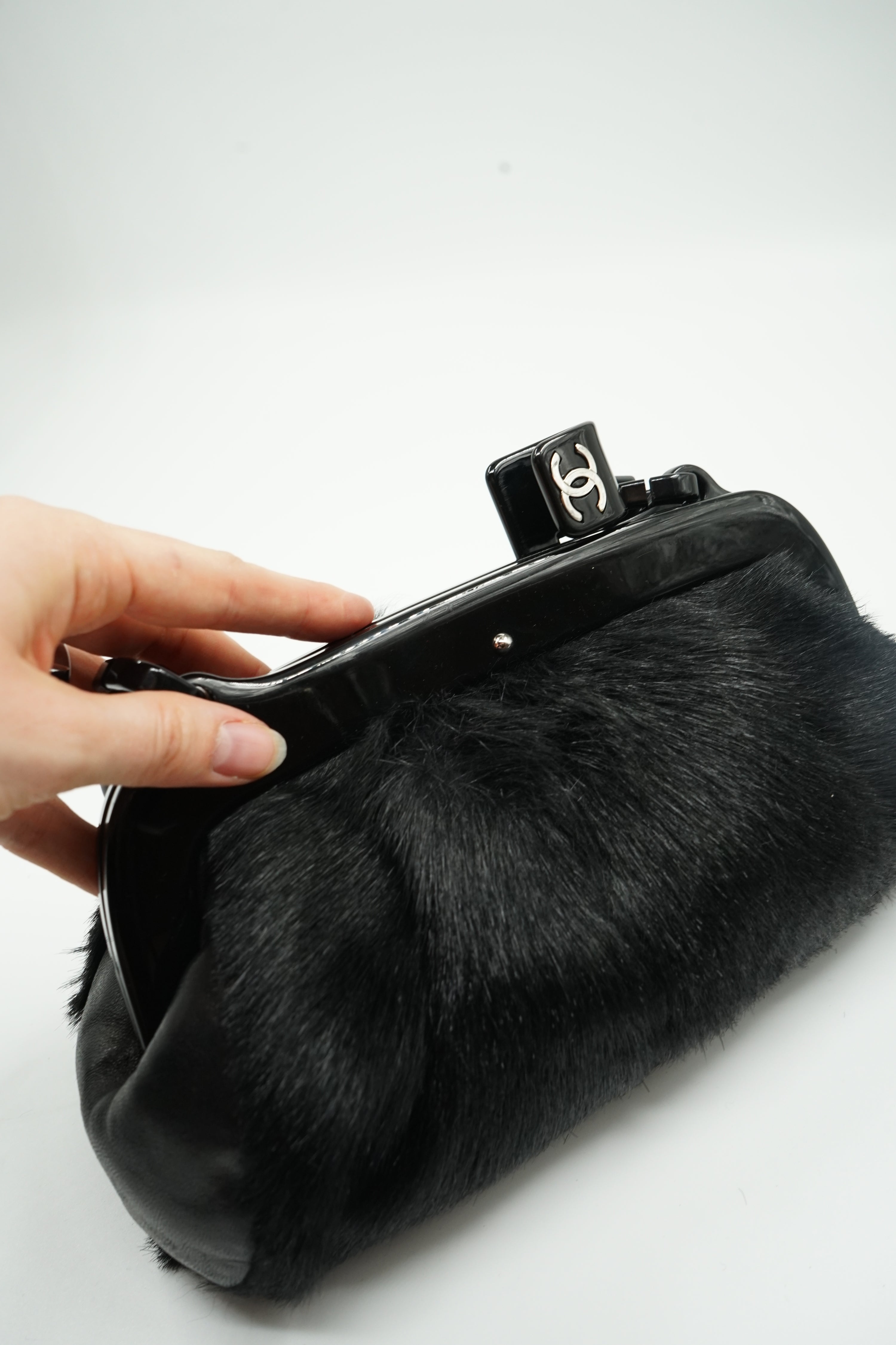 Chanel Resin Chain Frame Fur Bag