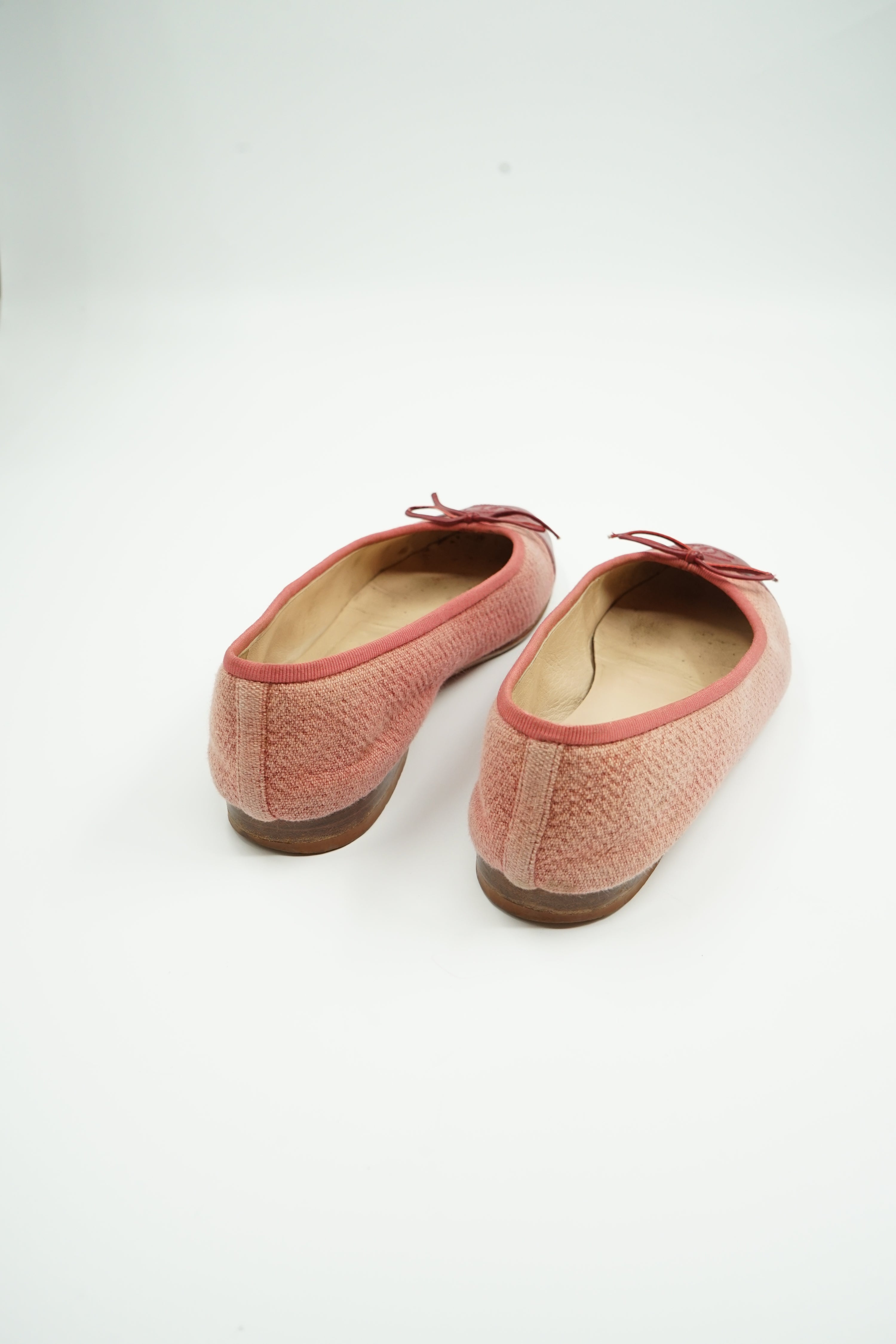Chanel Tweed Ballet Flats Red