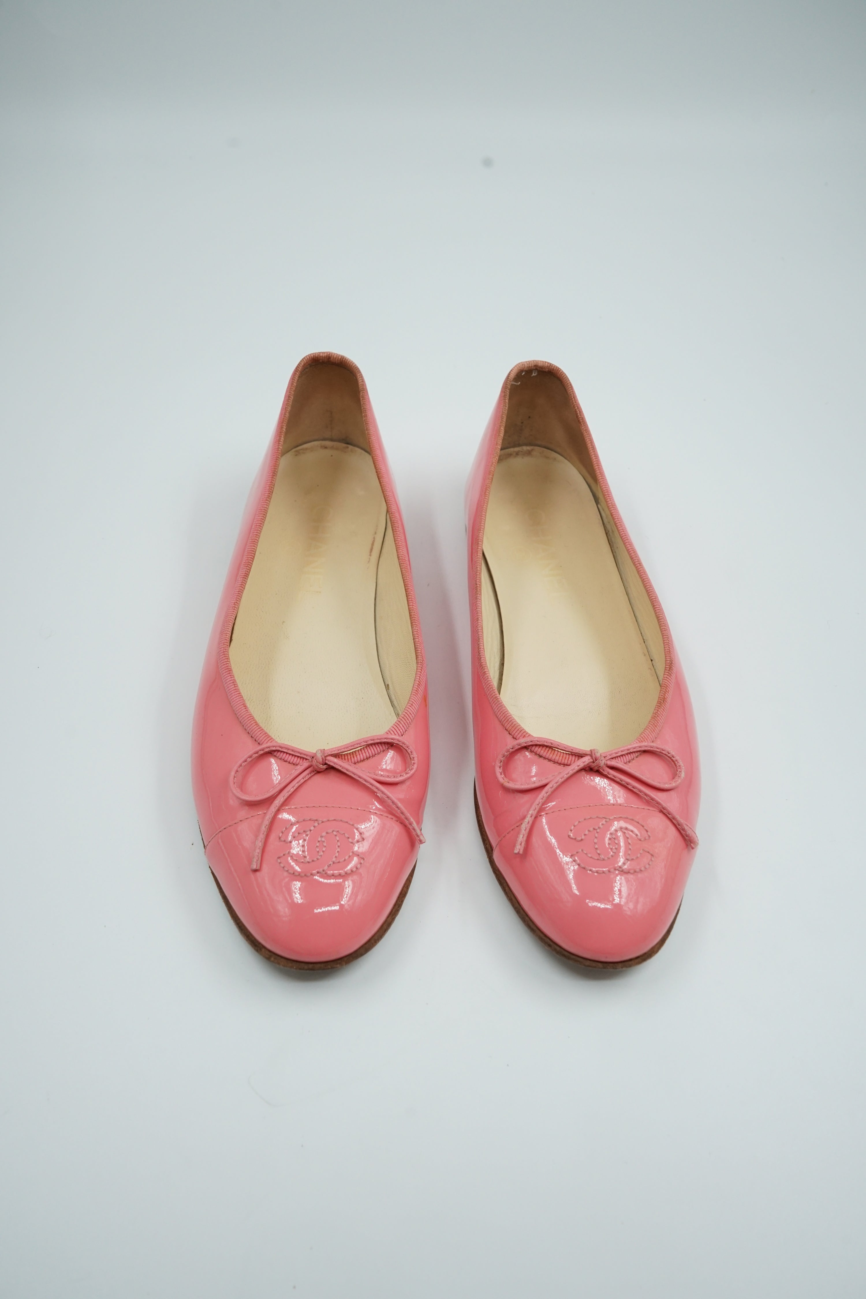 Chanel Patent Leather Ballerina Flats Pink