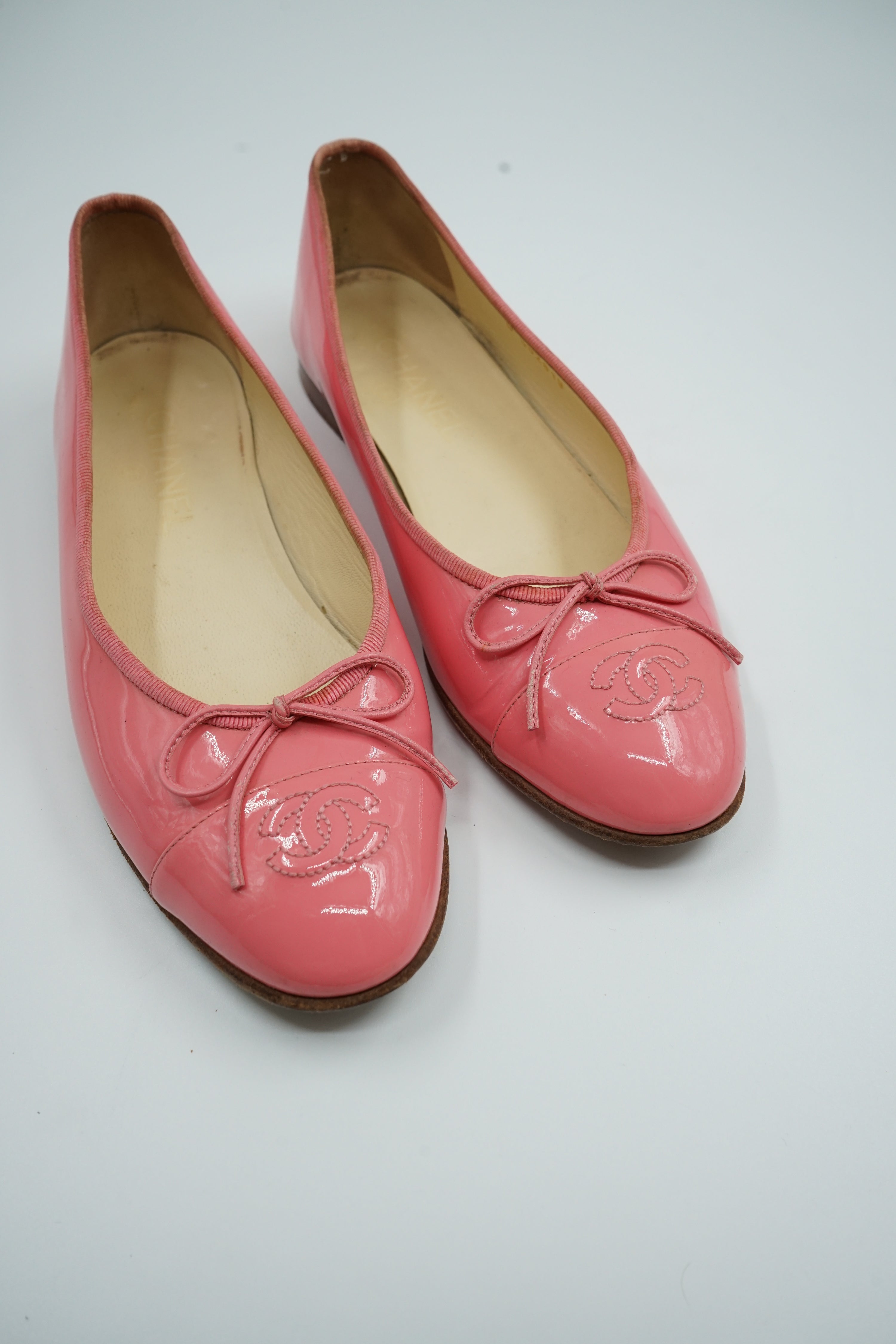 Chanel Patent Leather Ballerina Flats Pink