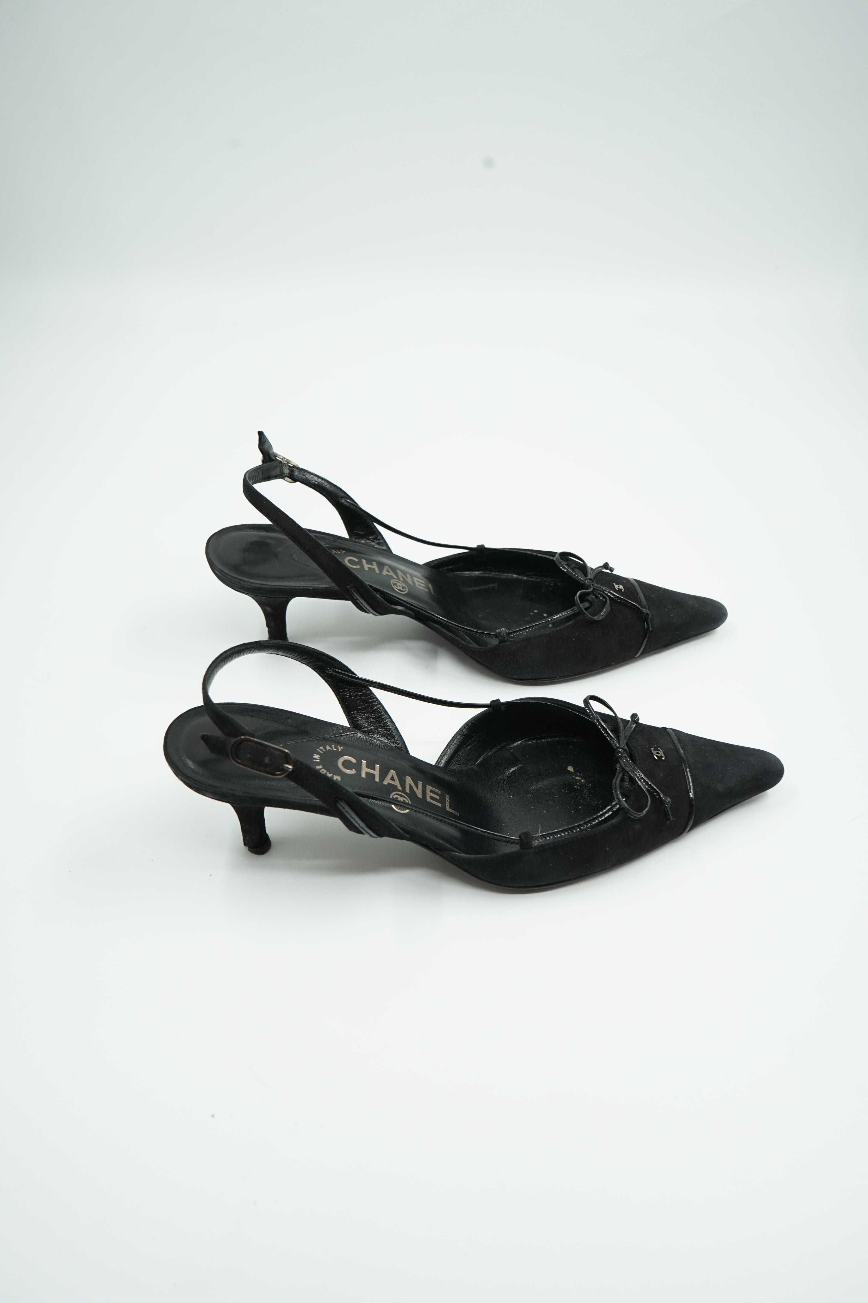 Chanel Strappy Slingback Logo Heels