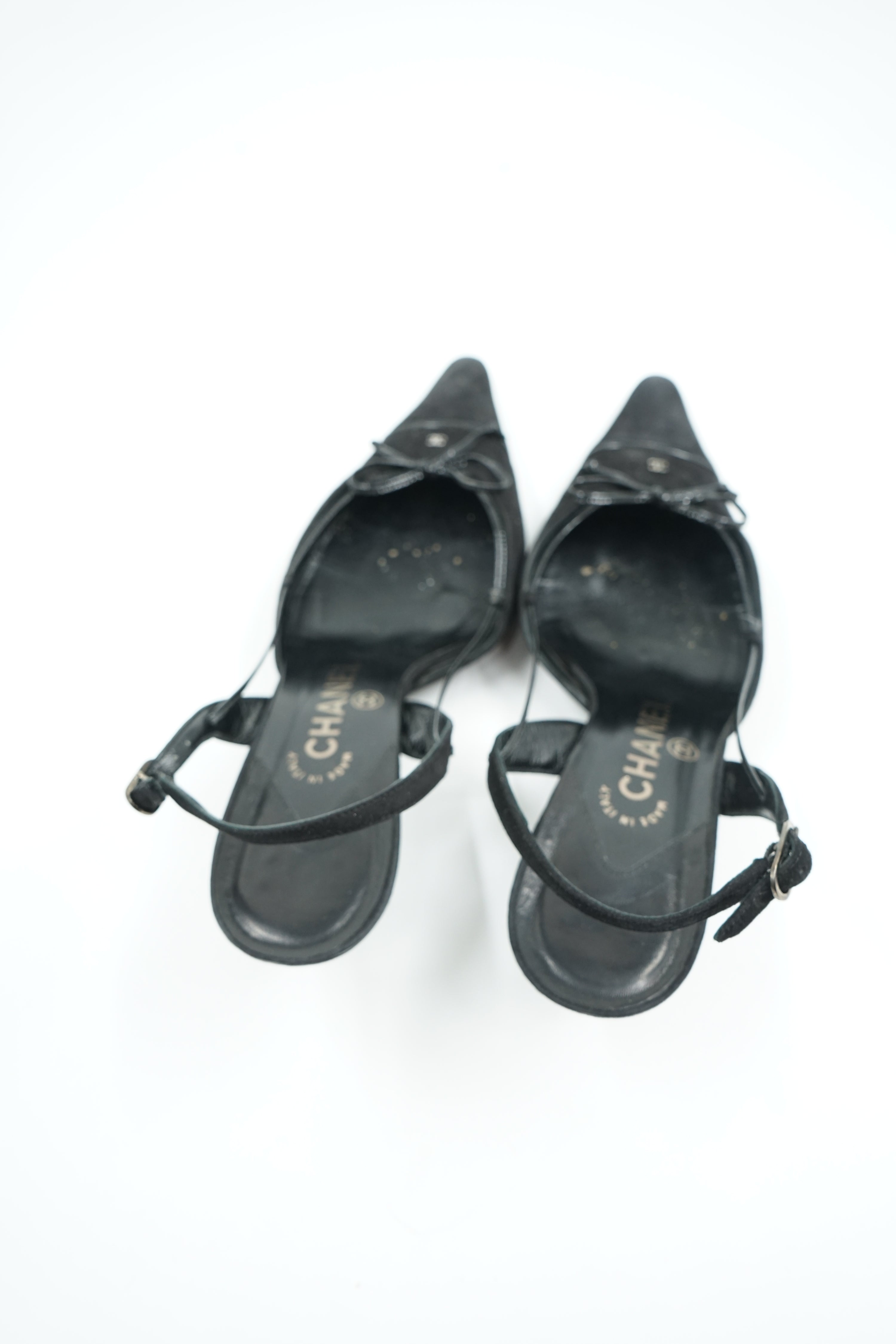 Chanel Strappy Slingback Logo Heels