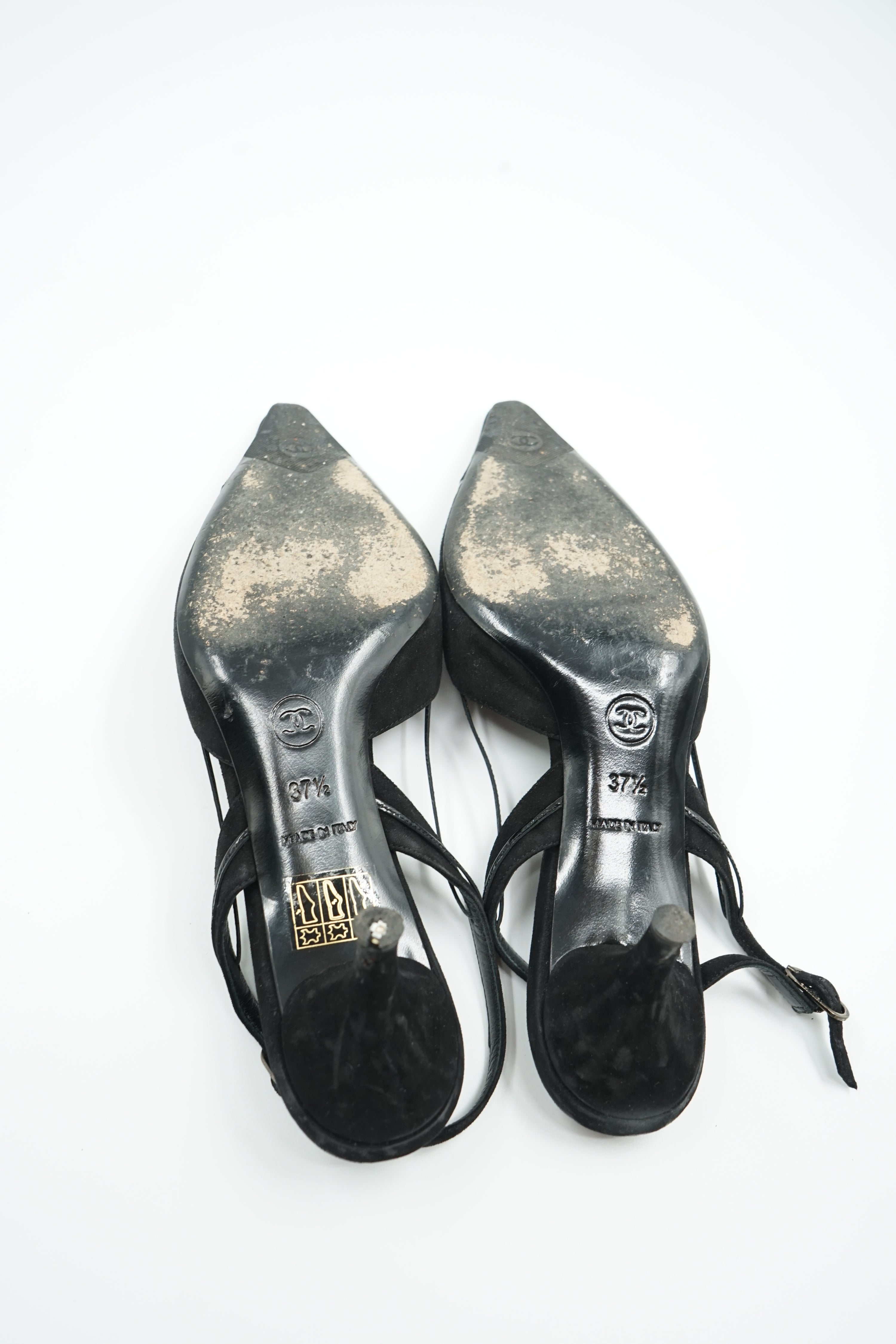 Chanel Strappy Slingback Logo Heels