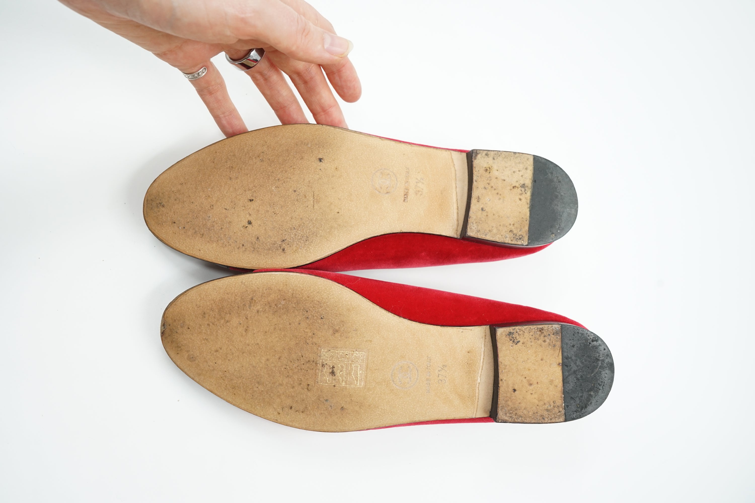 Chanel Velvet Ballet Flats Red
