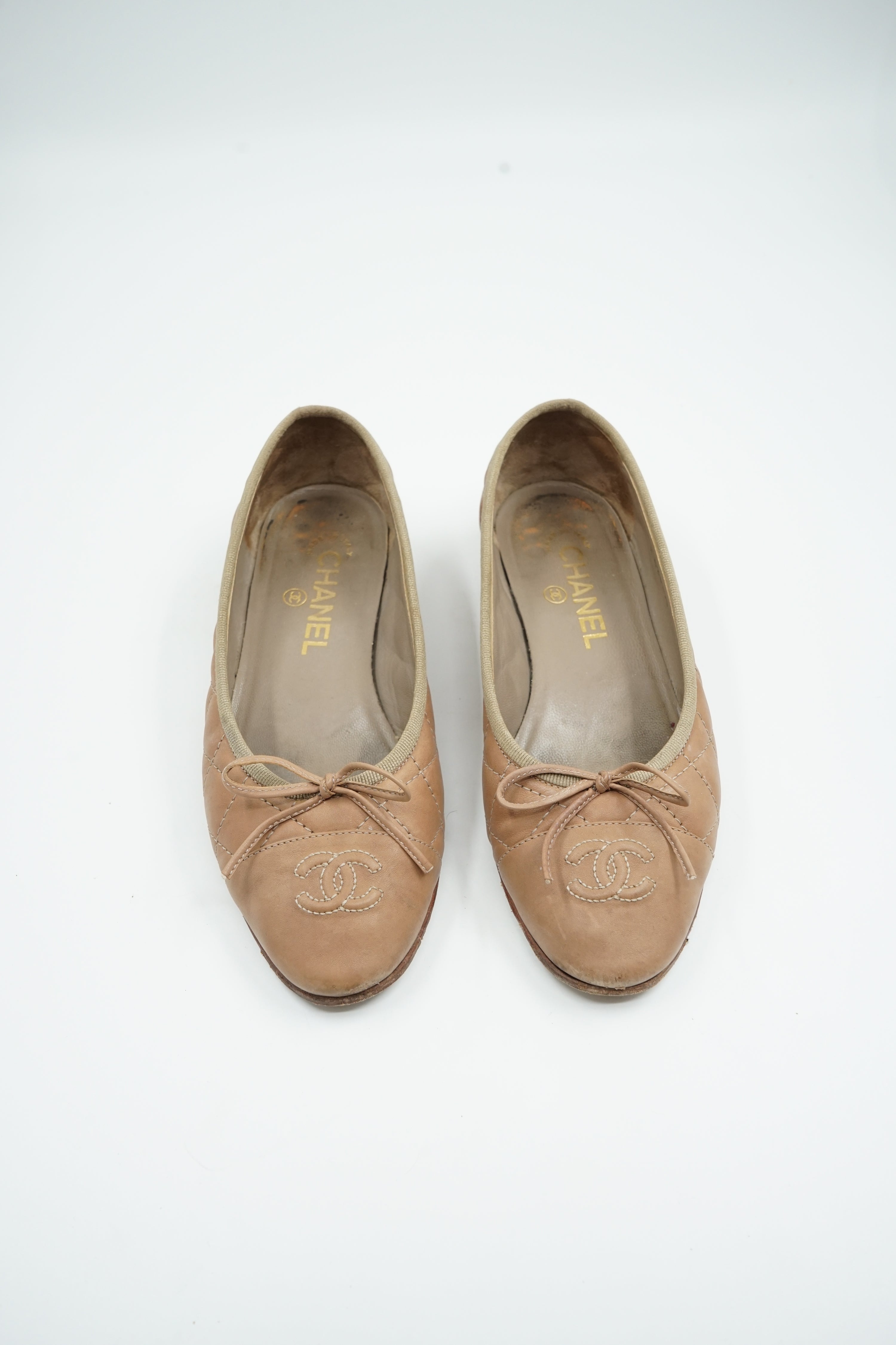 Chanel Quilted Ballet Flats Brown
