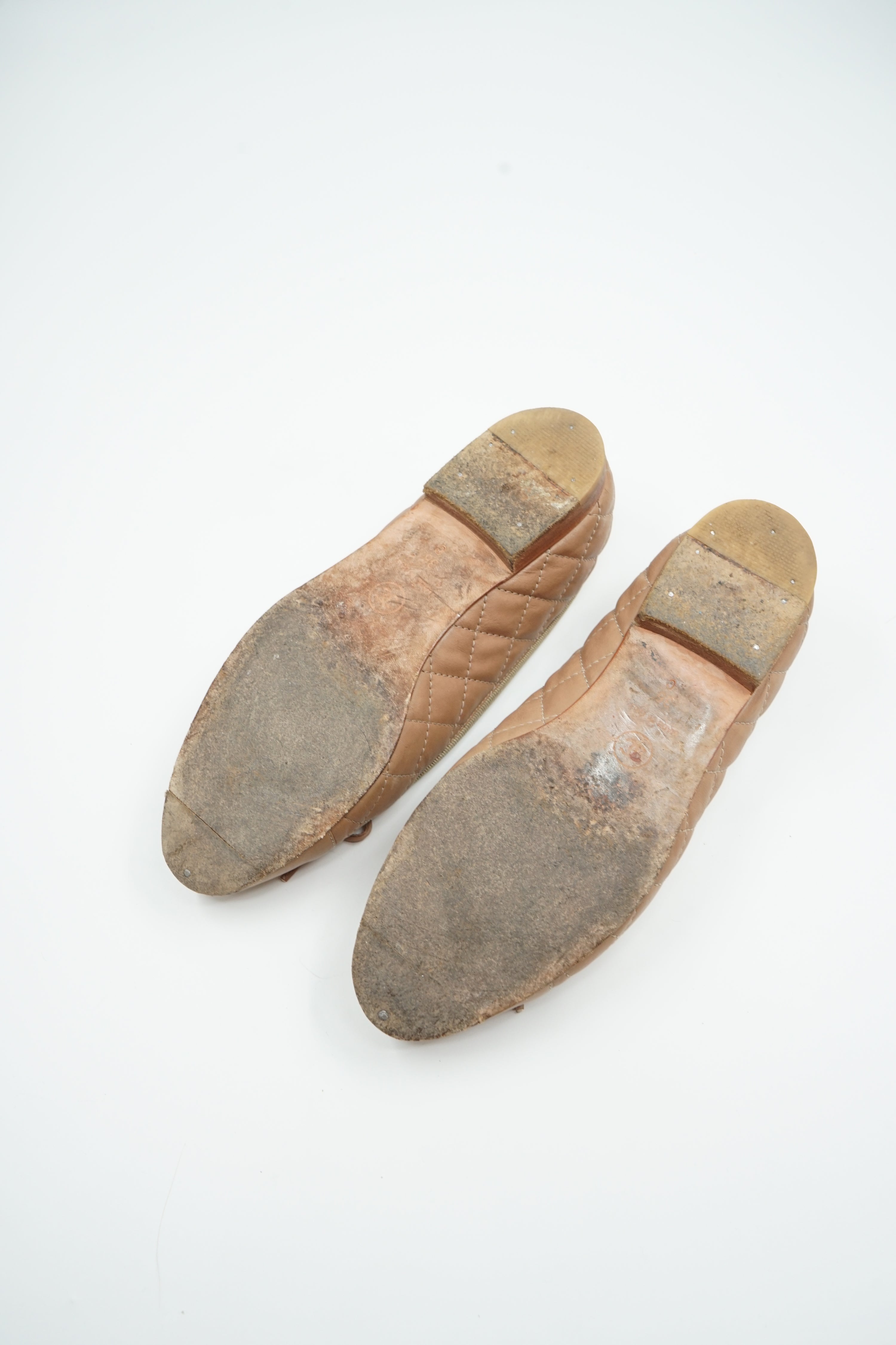 Chanel Quilted Ballet Flats Brown