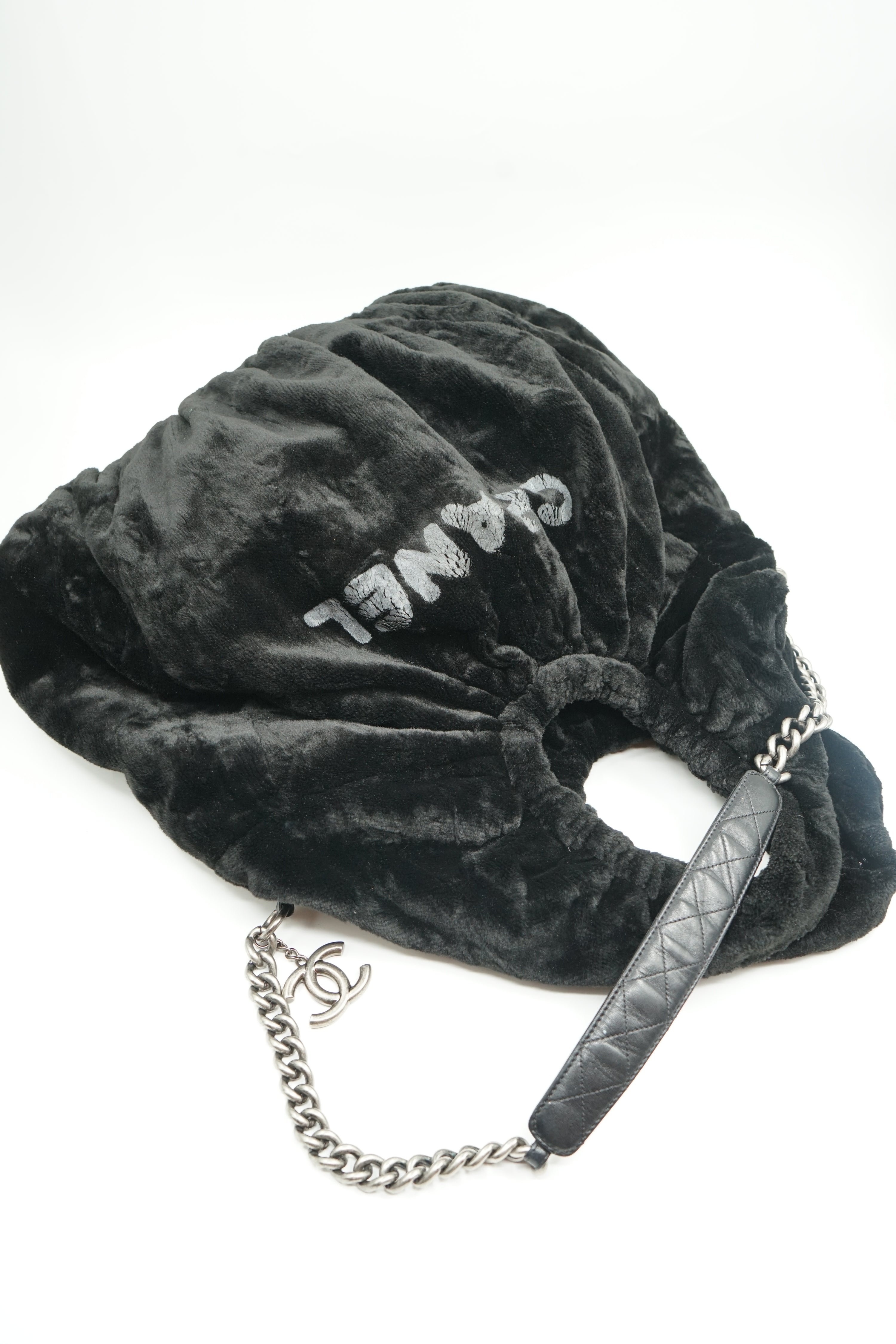 Chanel Faux Fur Hobo Bag With Chain