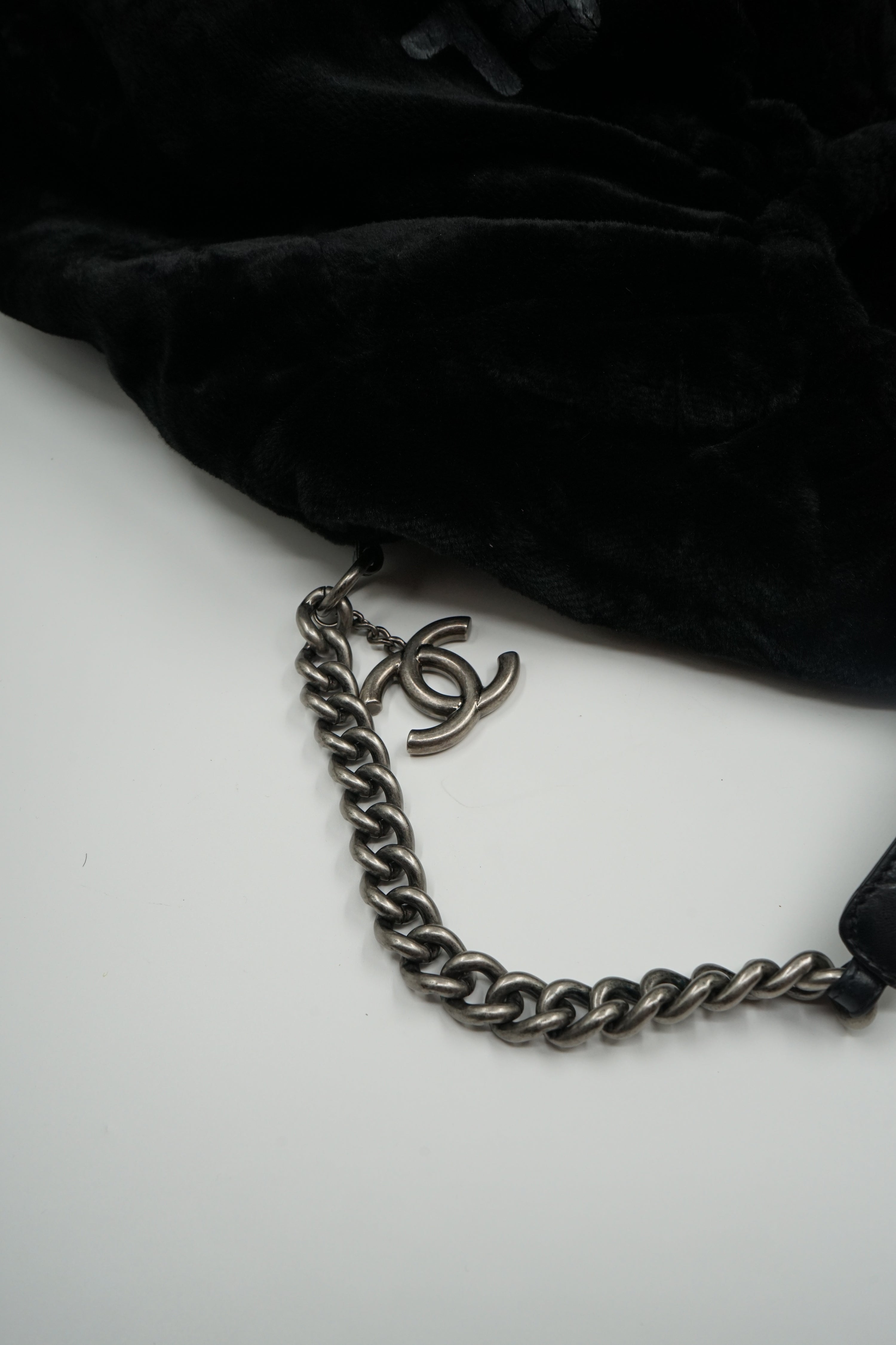 Chanel Faux Fur Hobo Bag With Chain