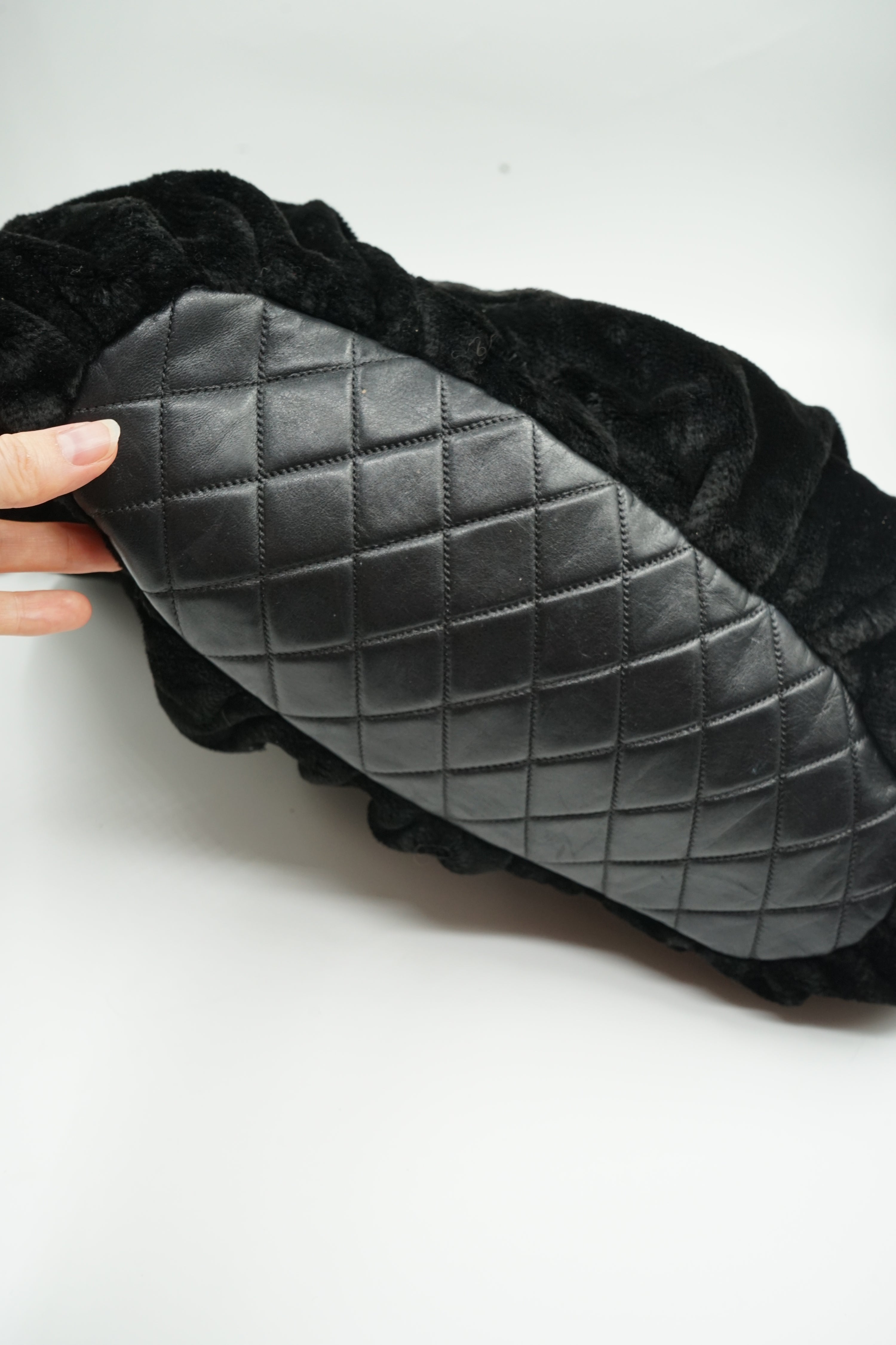 Chanel Faux Fur Hobo Bag With Chain