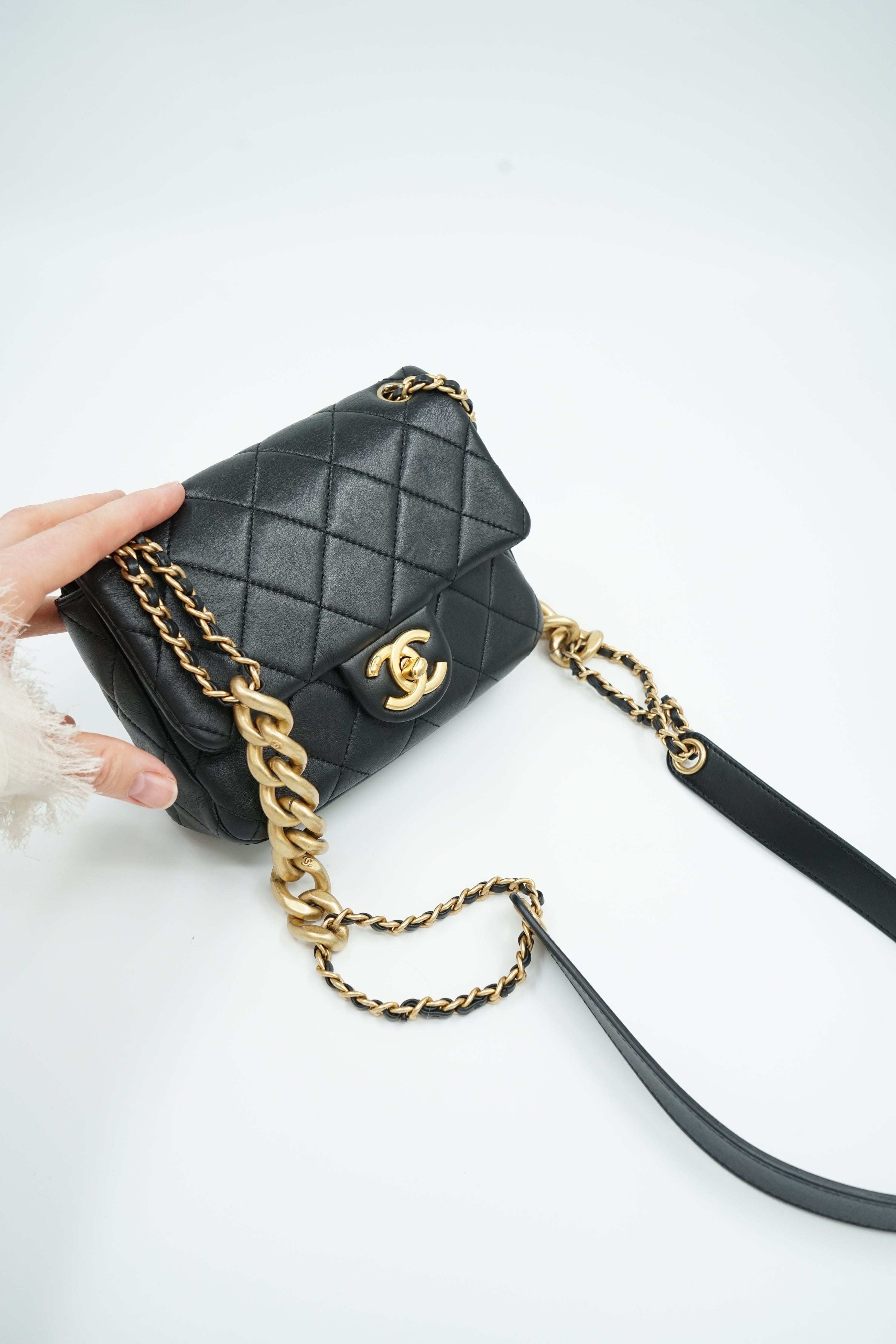 Chanel Mini Square Double Chain Flap Bag