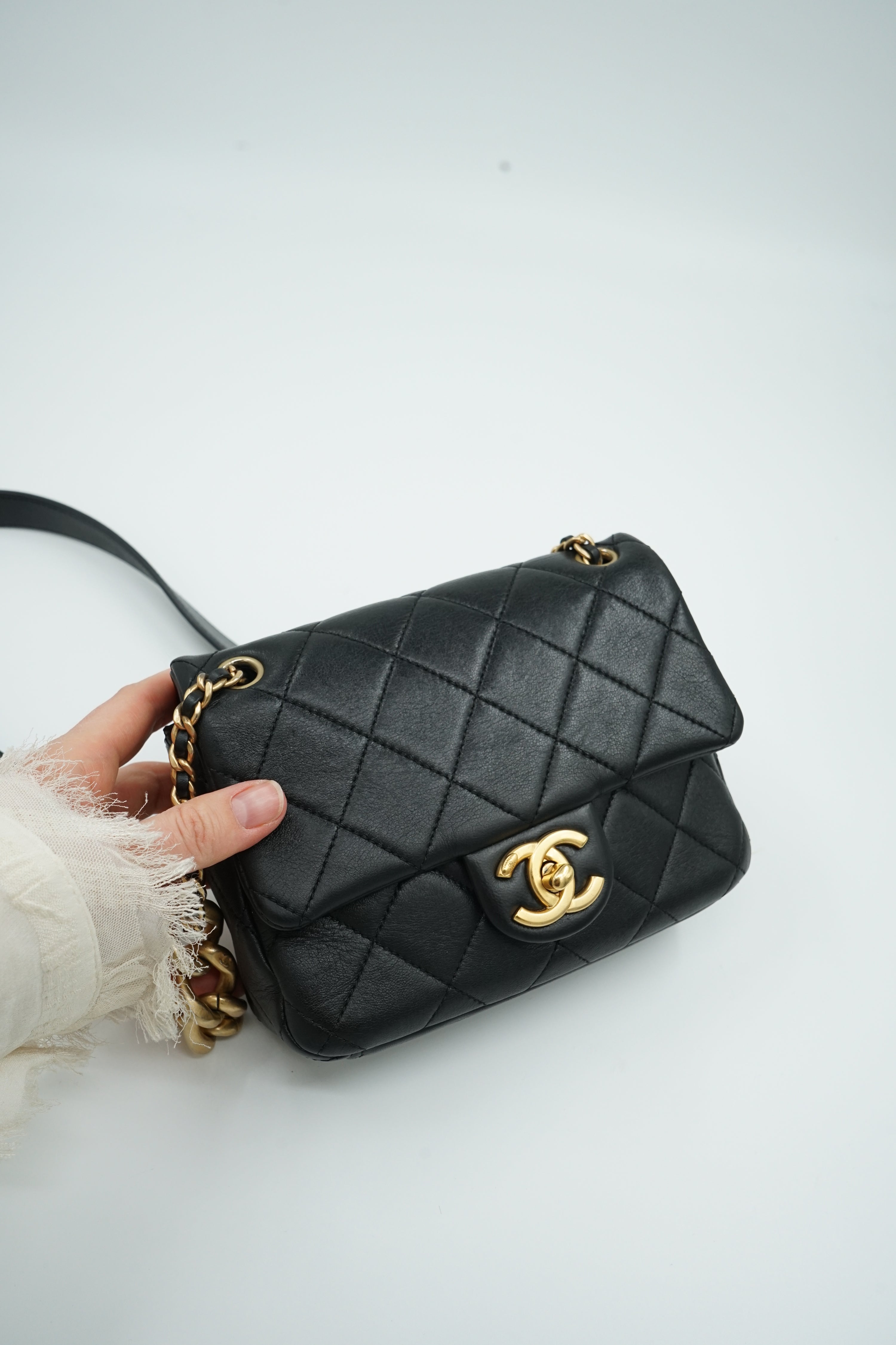 Chanel Mini Square Double Chain Flap Bag