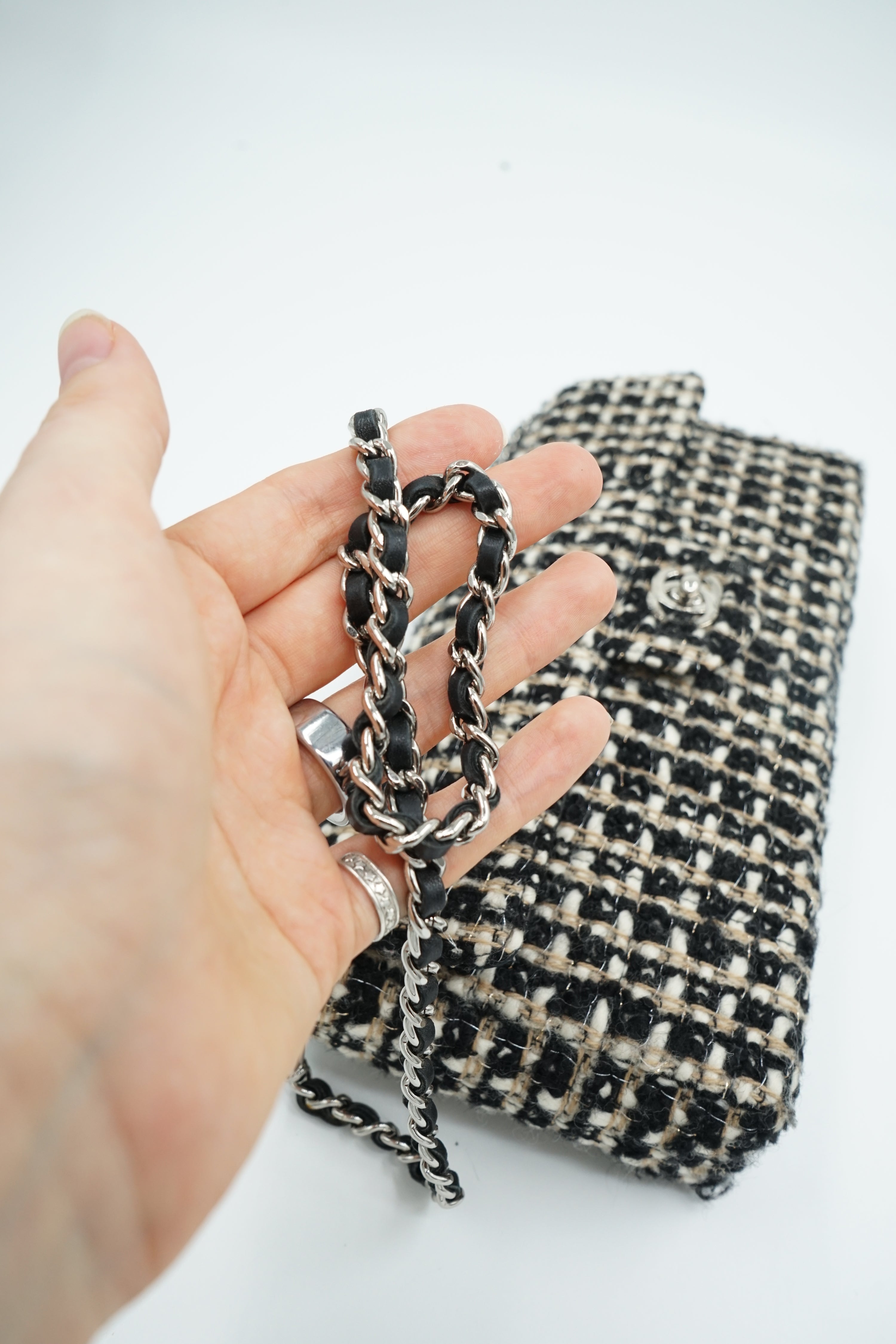 Chanel Tweed East West Flap Bag