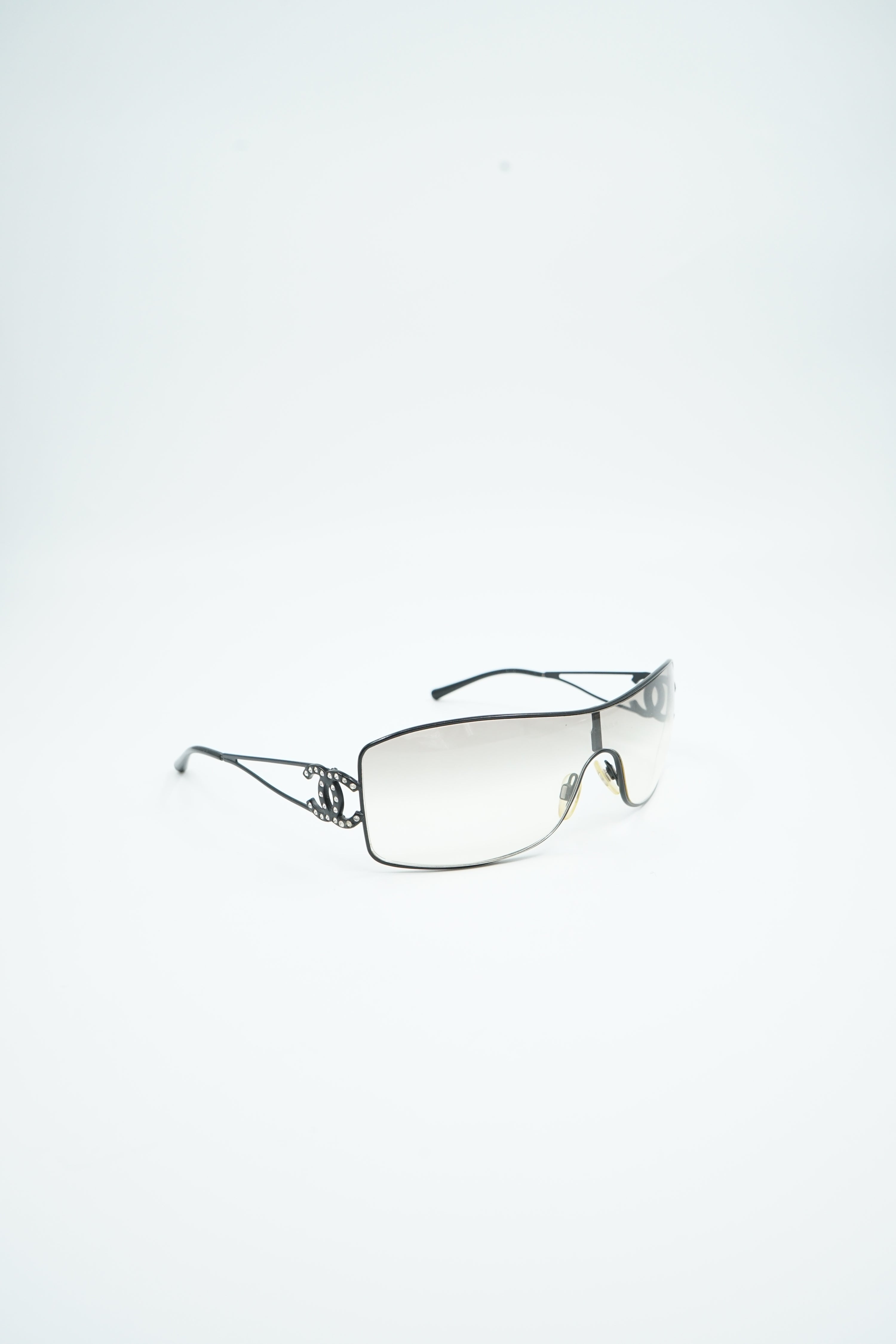 Chanel 90's Crystal Logo Sunglasses Black
