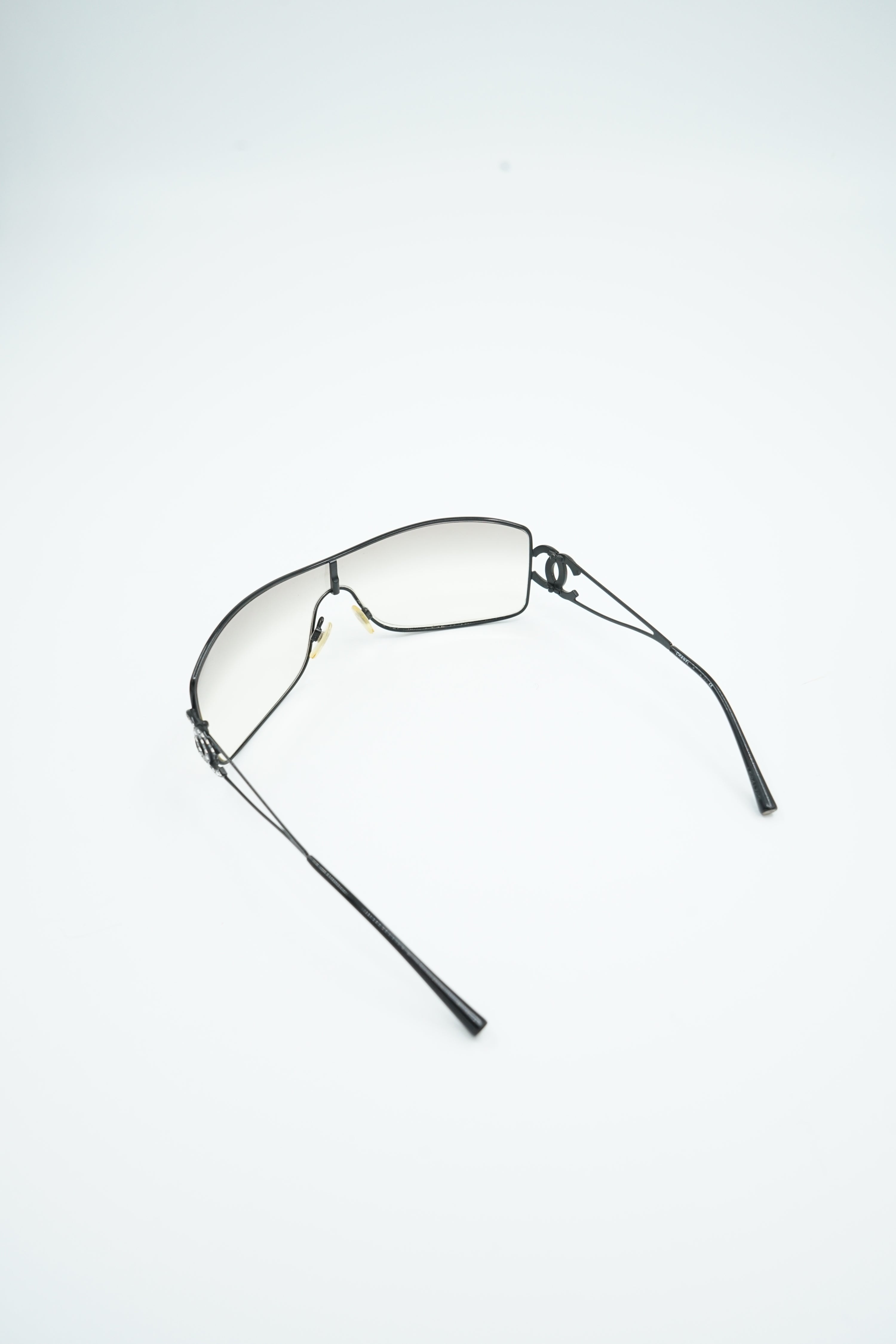 Chanel 90's Crystal Logo Sunglasses Black
