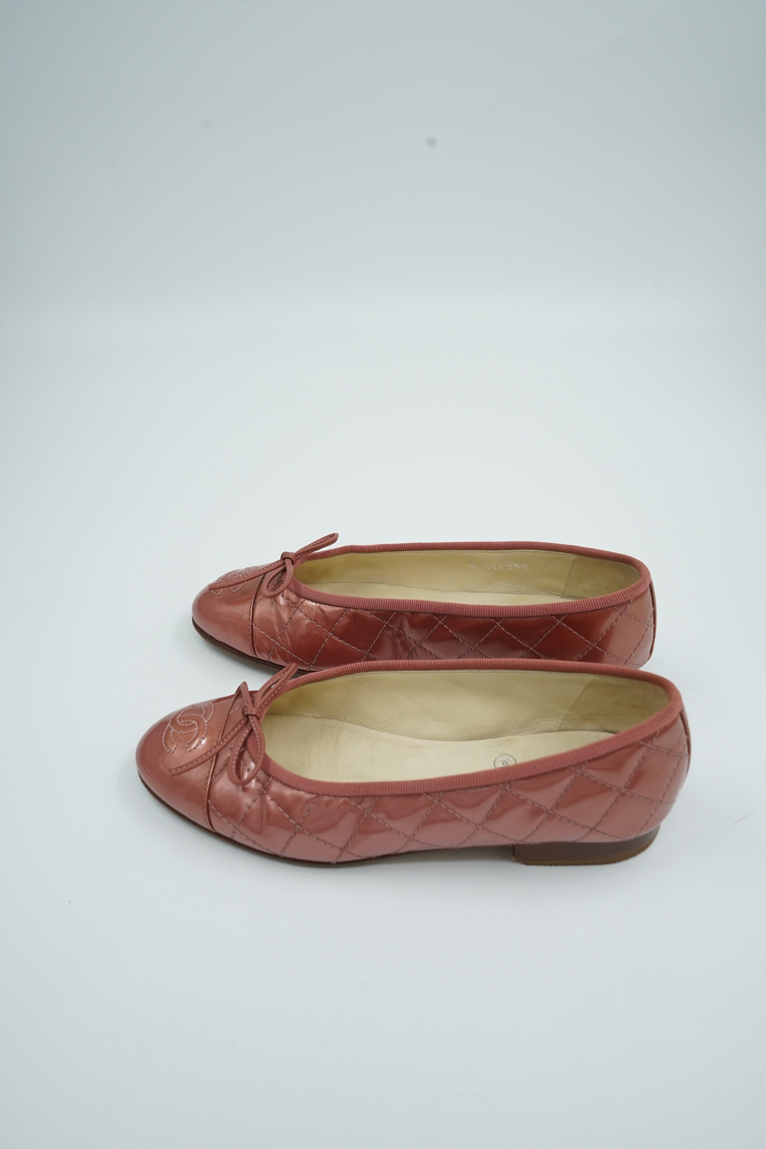Chanel Quilted Ballet Flats Metallic Pink
