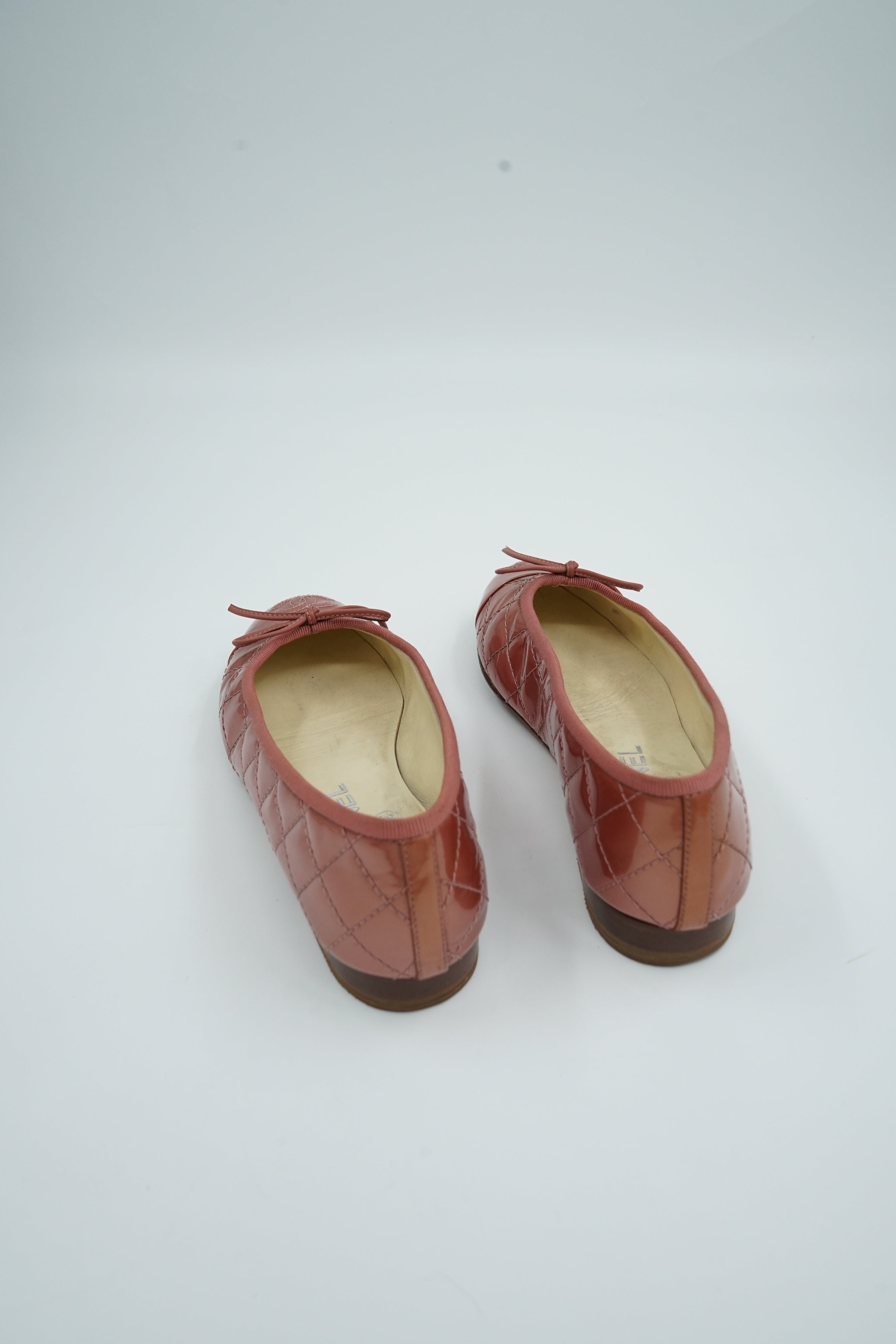 Chanel Quilted Ballet Flats Metallic Pink