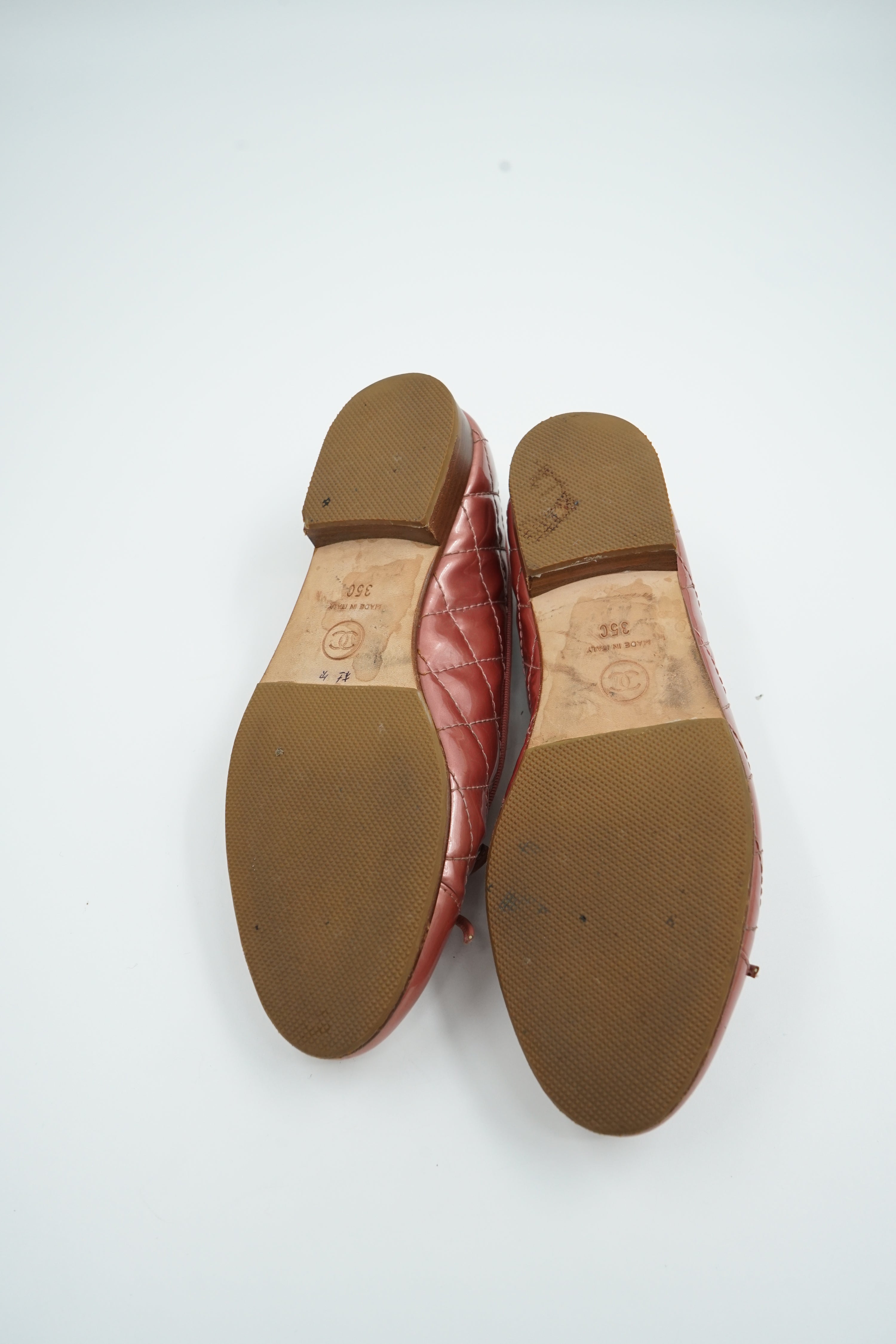 Chanel Quilted Ballet Flats Metallic Pink