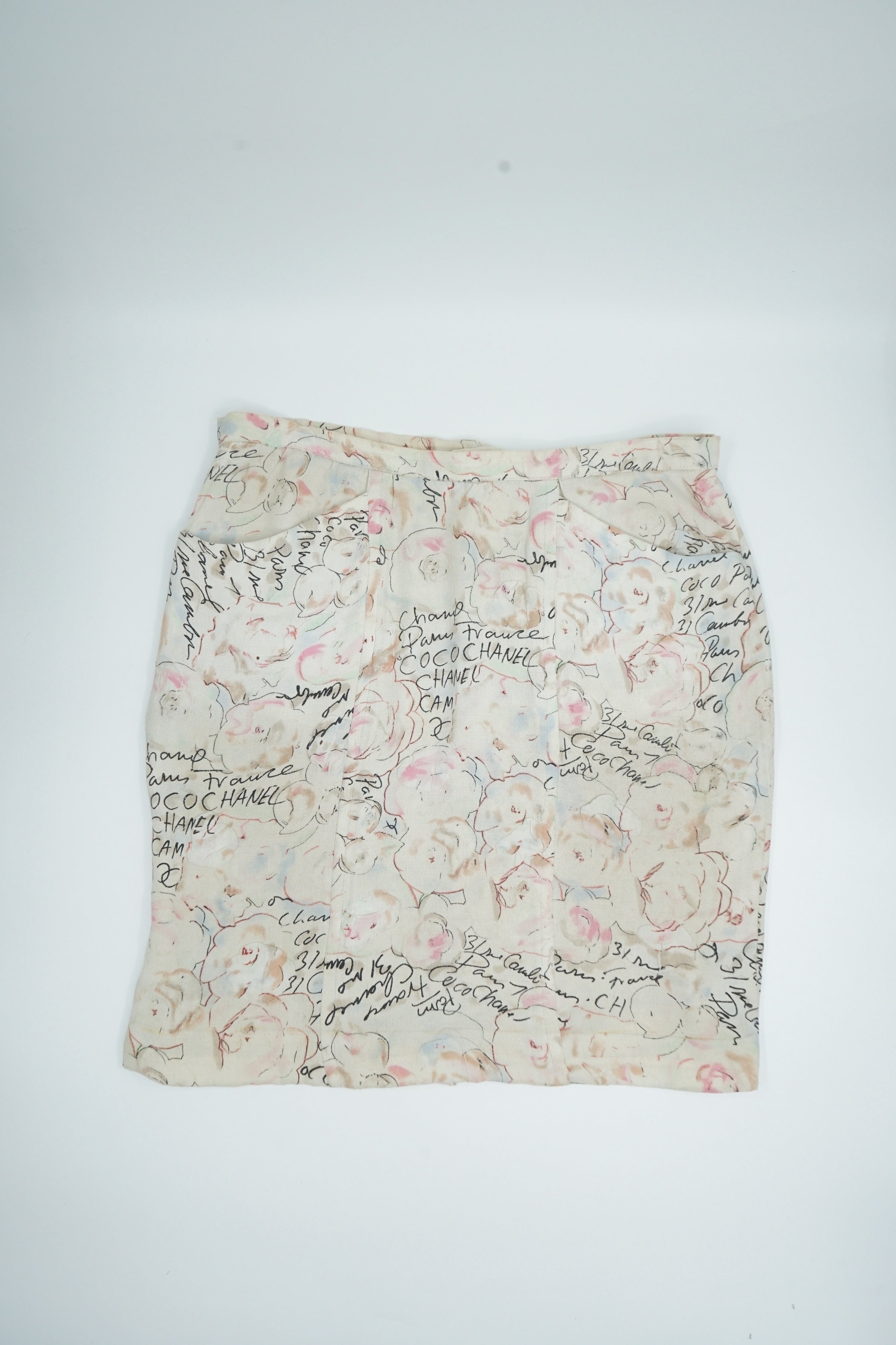Chanel 1998C Silk Camellia Skirt