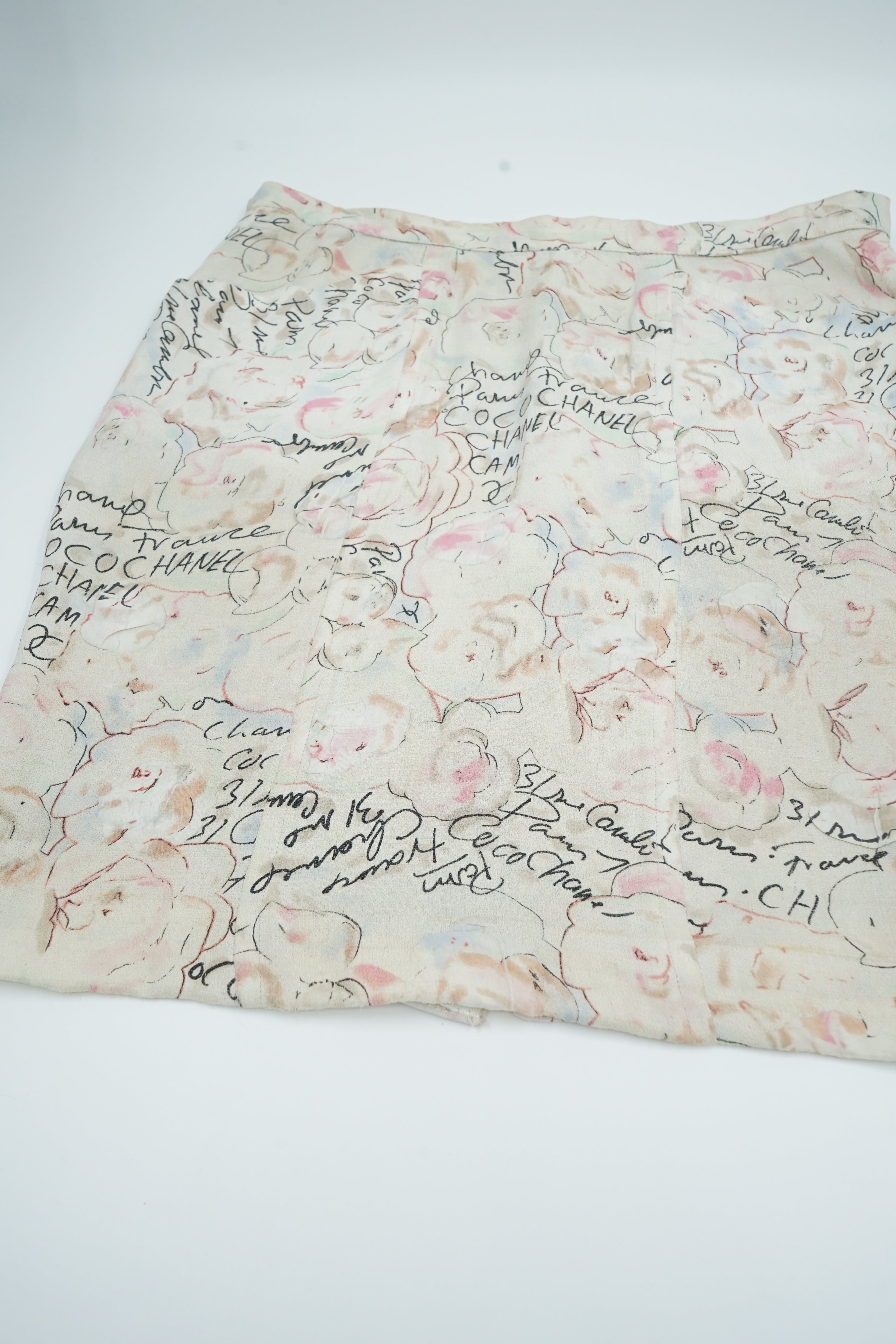 Chanel 1998C Silk Camellia Skirt