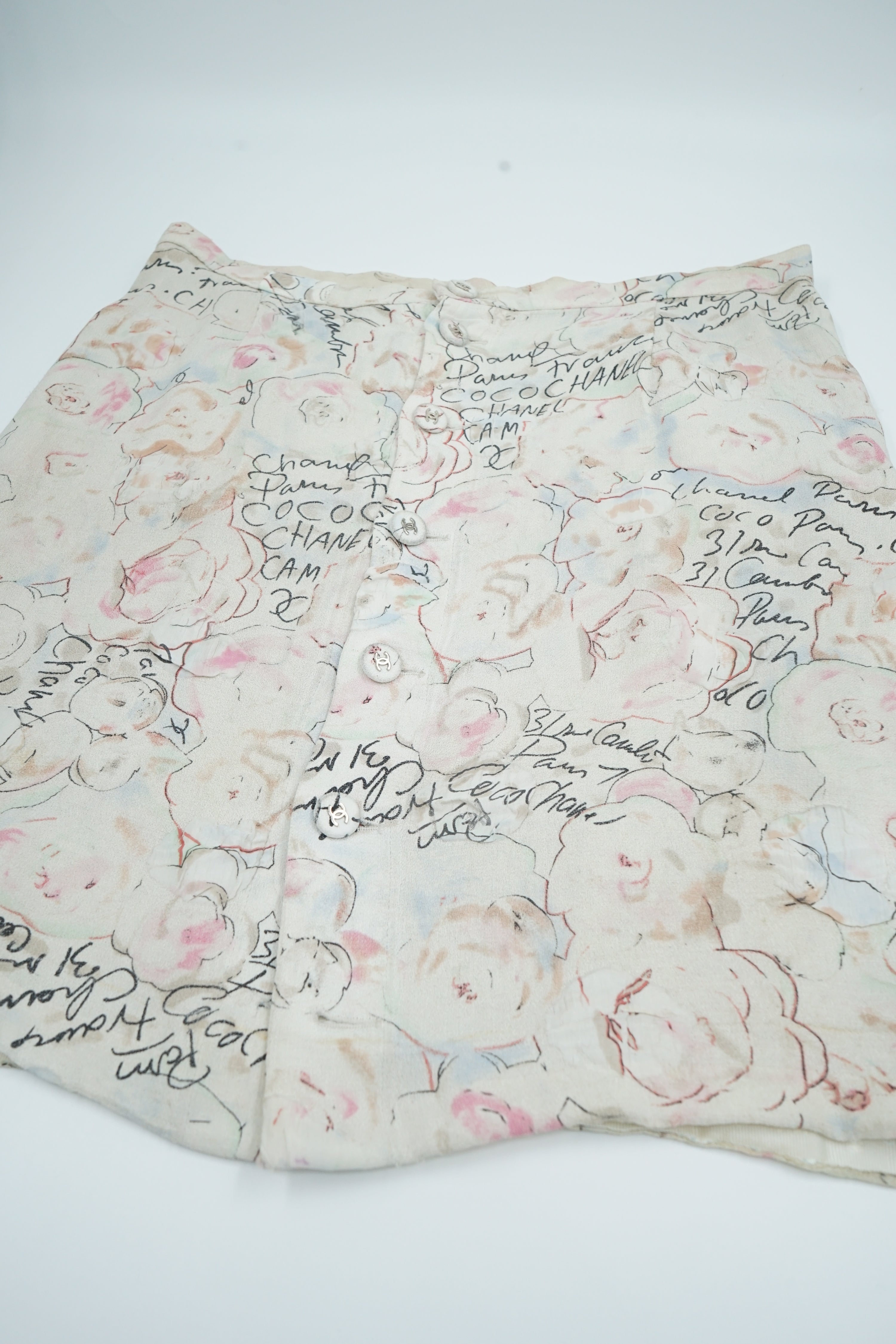 Chanel 1998C Silk Camellia Skirt